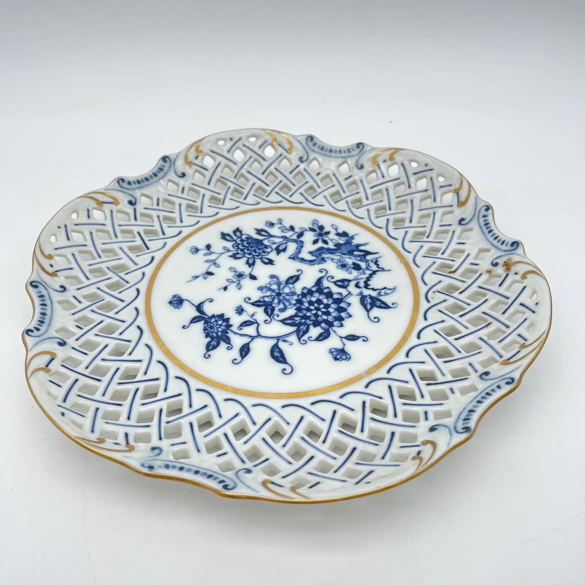 [Vintage] Compote / Seei Pottery / Estimated 1960-70s / Fine China / Japan / Lattice work, Peony pattern