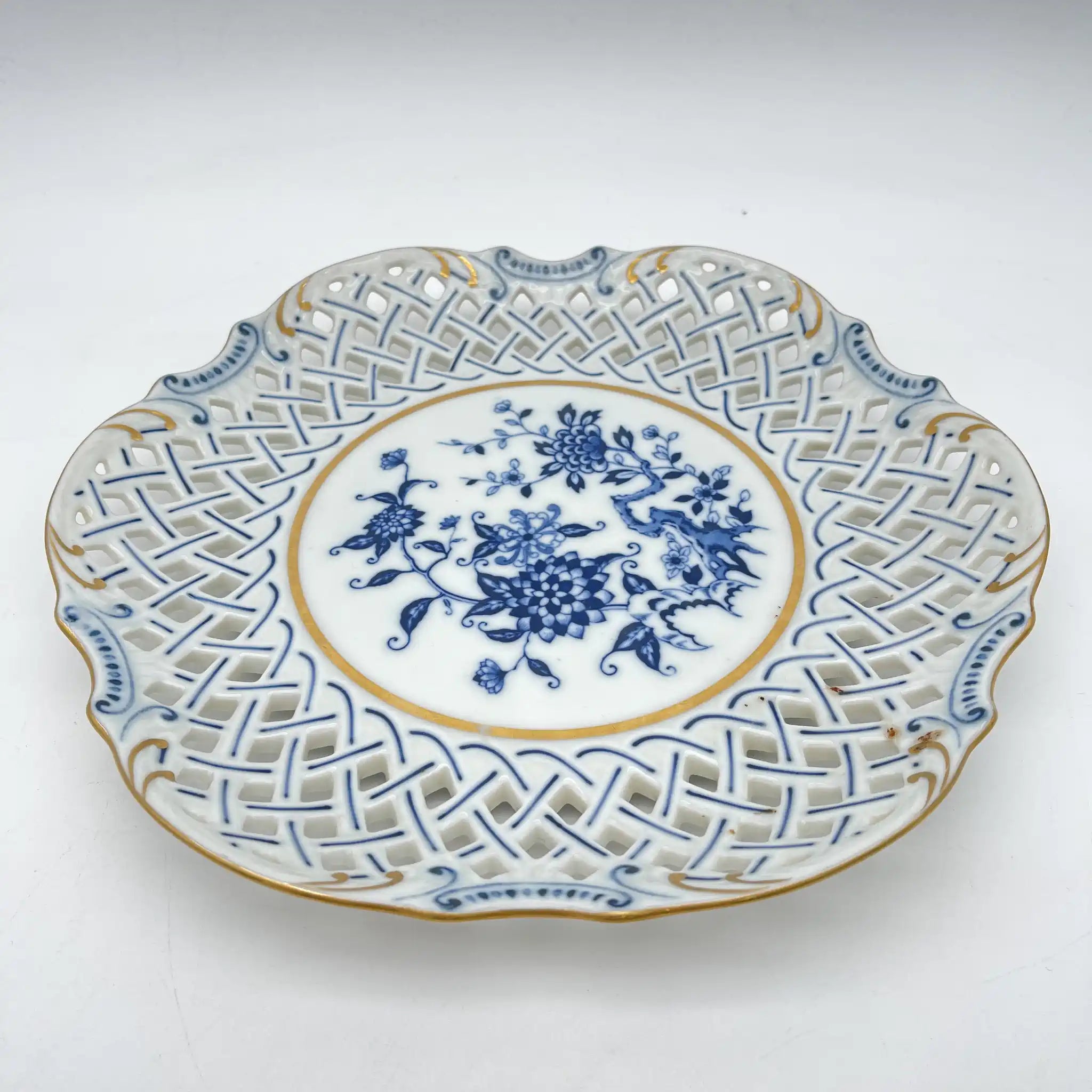 [Vintage] Compote / Seei Pottery / Estimated 1960-70s / Fine China / Japan / Lattice work, Peony pattern