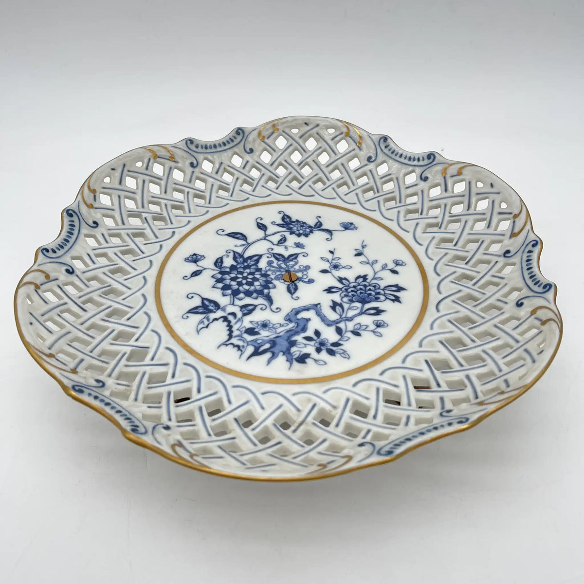 濑荣陶器/盛盘/ 1960-70s / Fine China /日本/拉提斯工艺，牡丹文，网