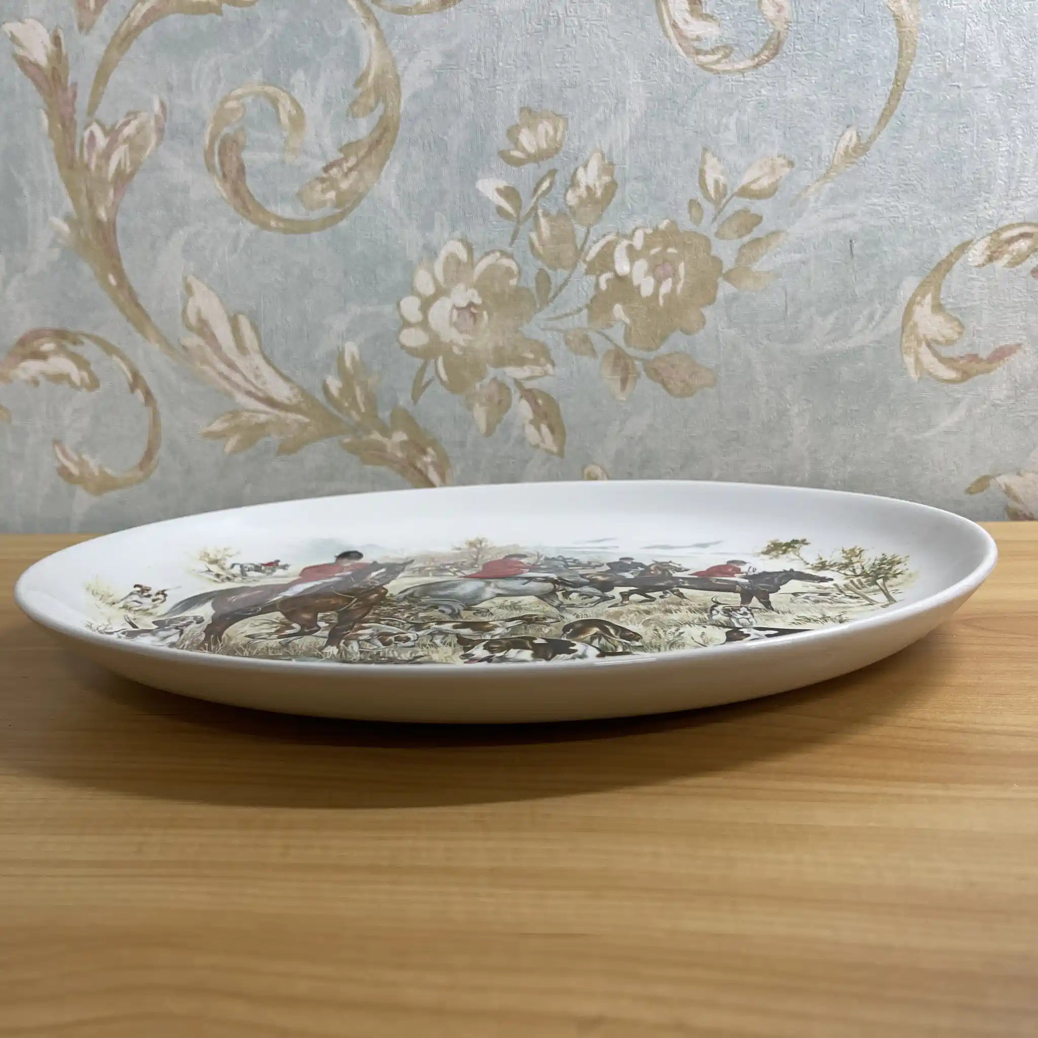 【ビンテージ】 オーバルプラター (大皿) / Barker Brothers / Royal Tudor Ware / 推定20C中期 / アイアンストーン / イギリス / 絵皿, 狩猟風景