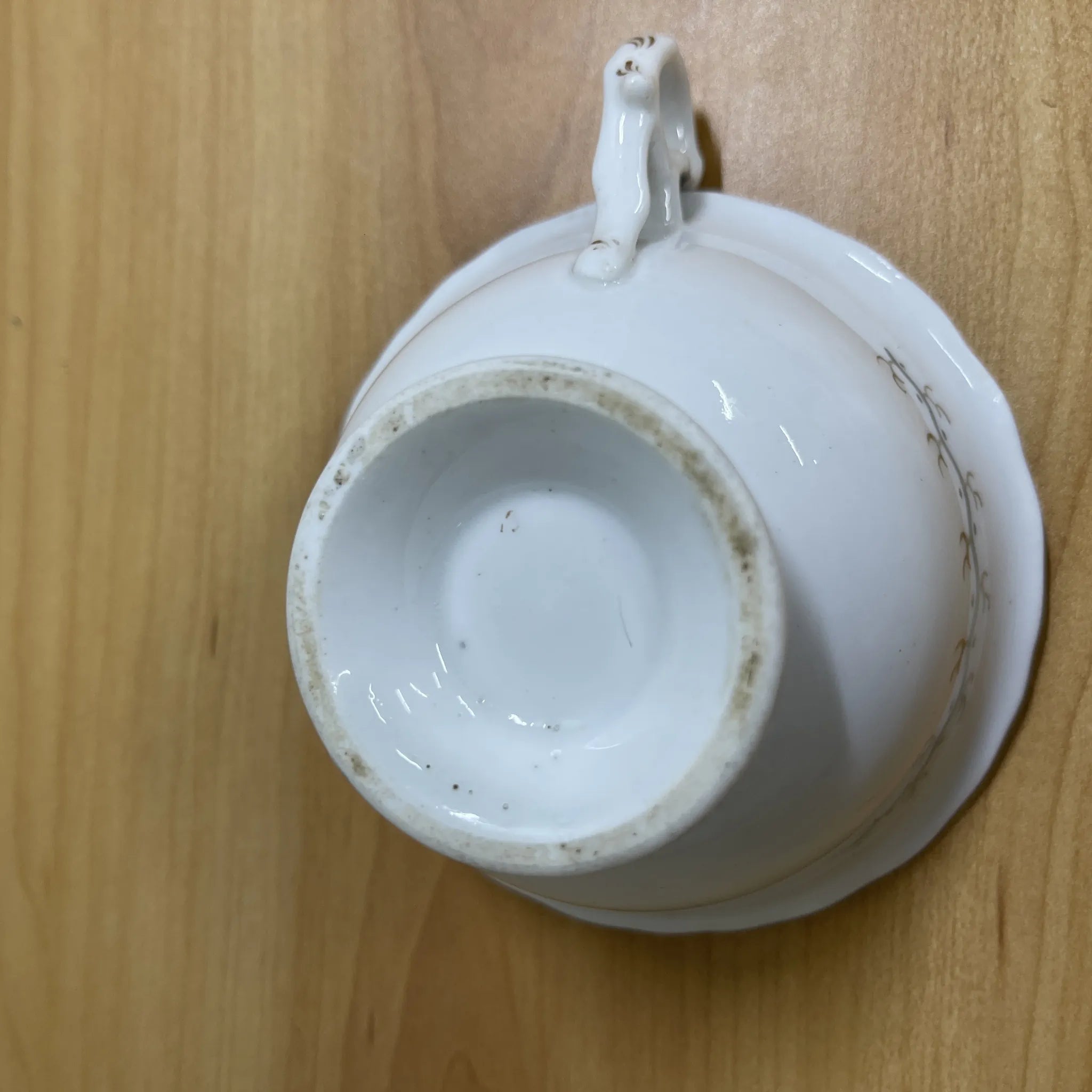 [Antique] Cup & saucer + cup / Estimated late 19C / Ceramic / Gold-colored
