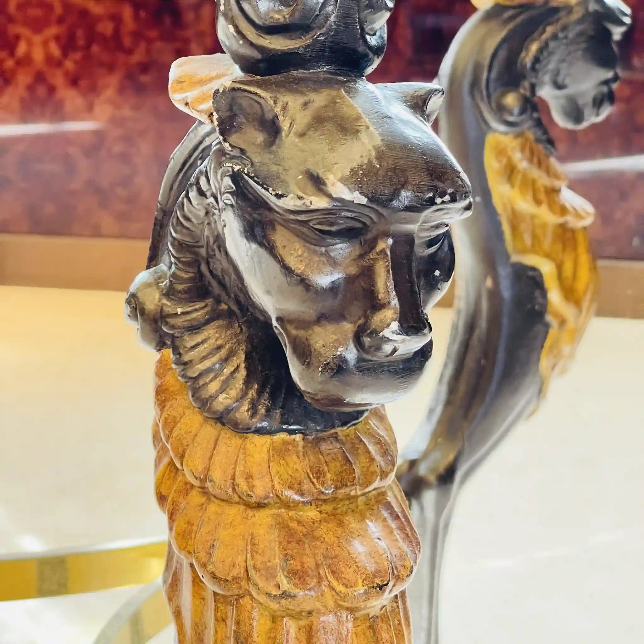 【アンティーク】 ガラステーブル / ライオンモチーフ / 1960年代 / フランス