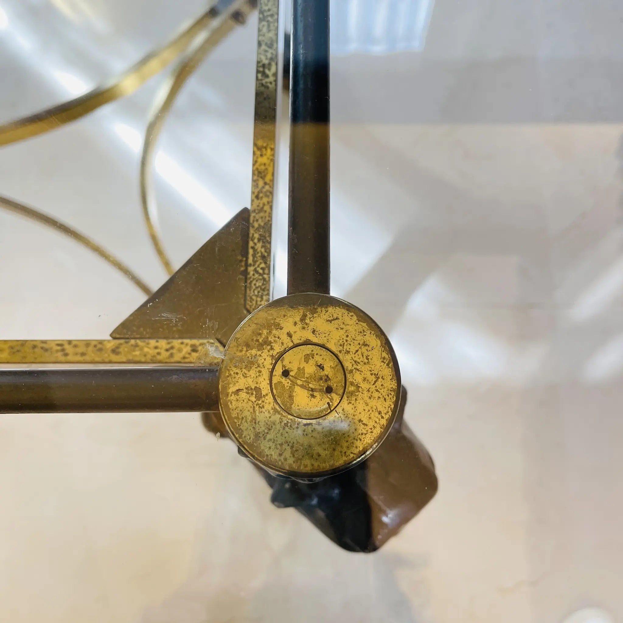 【アンティーク】 ガラステーブル / ライオンモチーフ / 1960年代 / フランス