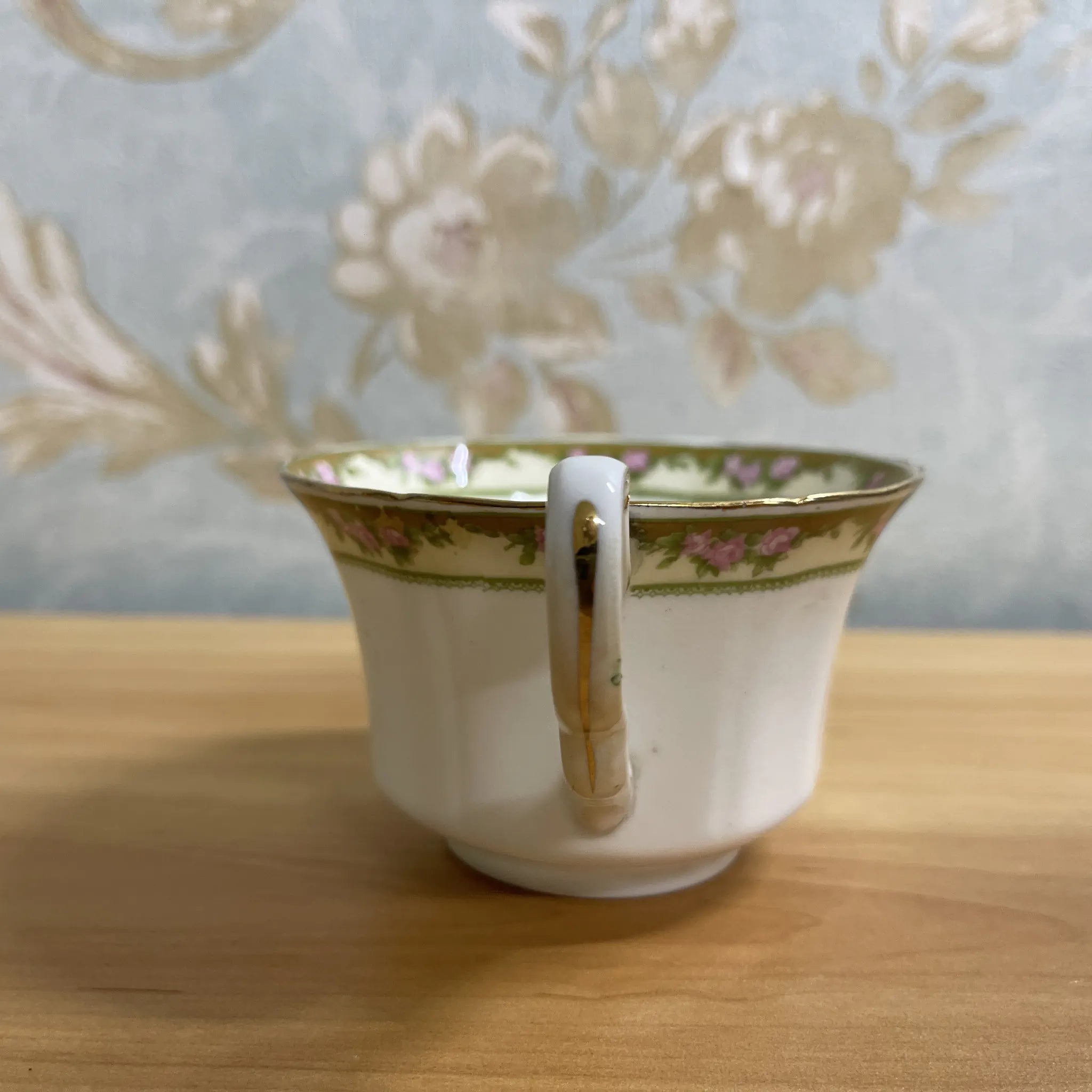 [Vintage] Trio + Dessert Plate / E. Hughes / Paladin China / Estimated mid-20C / Porcelain / England / Rose