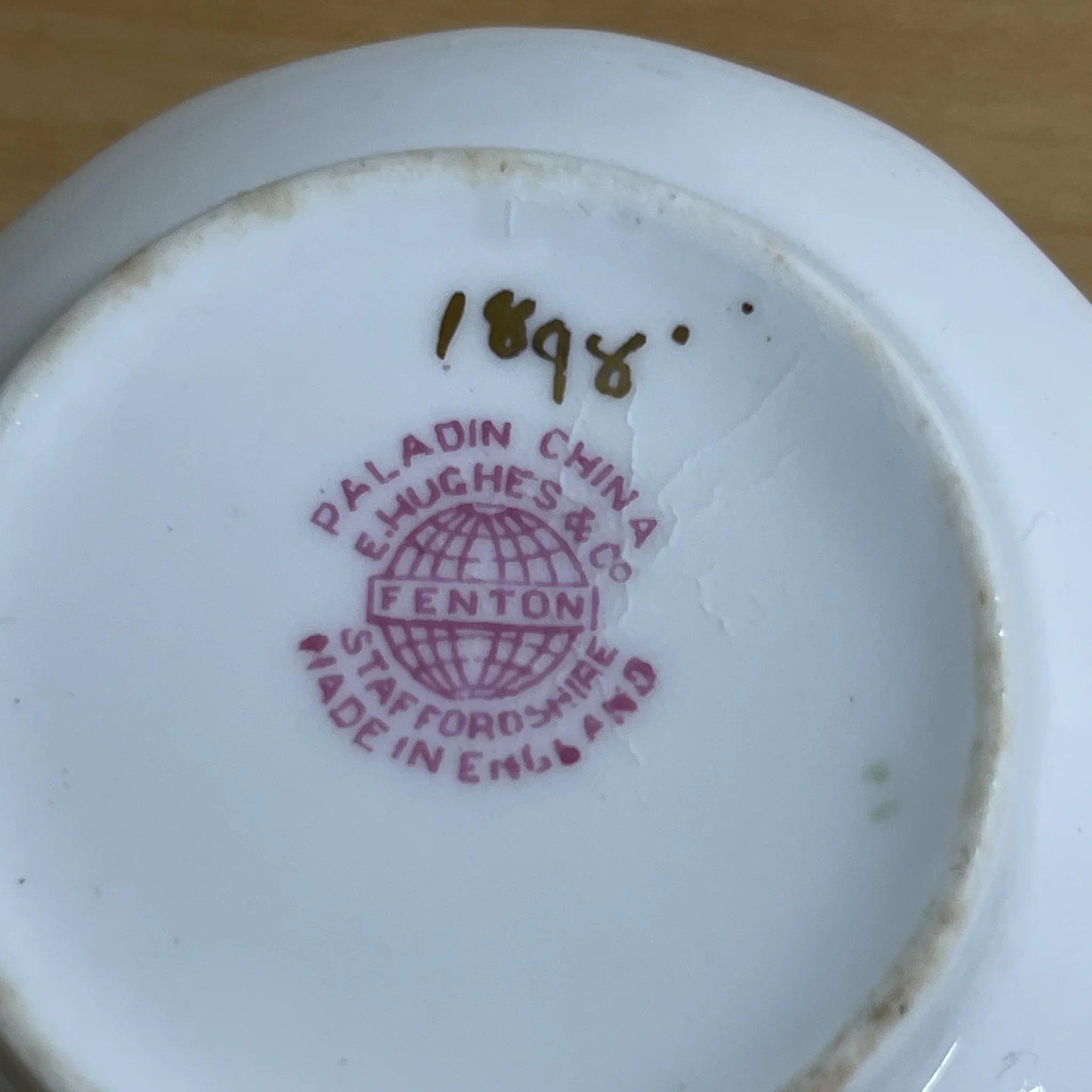 [Vintage] Trio + Dessert Plate / E. Hughes / Paladin China / Estimated mid-20C / Porcelain / England / Rose