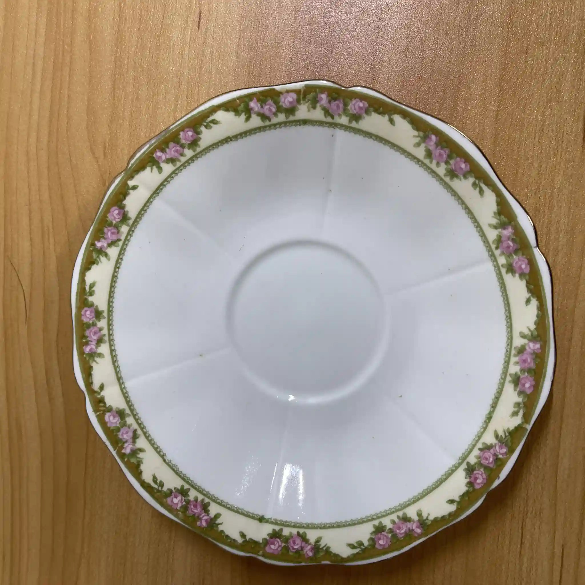 [Vintage] Trio + Dessert Plate / E. Hughes / Paladin China / Estimated mid-20C / Porcelain / England / Rose
