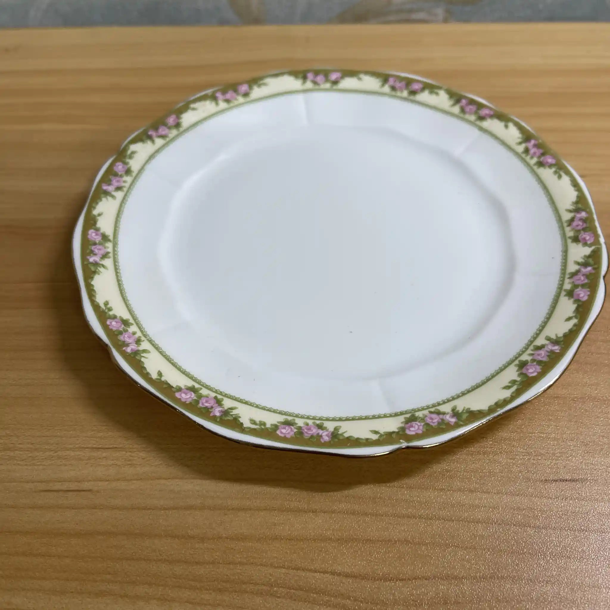 [Vintage] Trio + Dessert Plate / E. Hughes / Paladin China / Estimated mid-20C / Porcelain / England / Rose