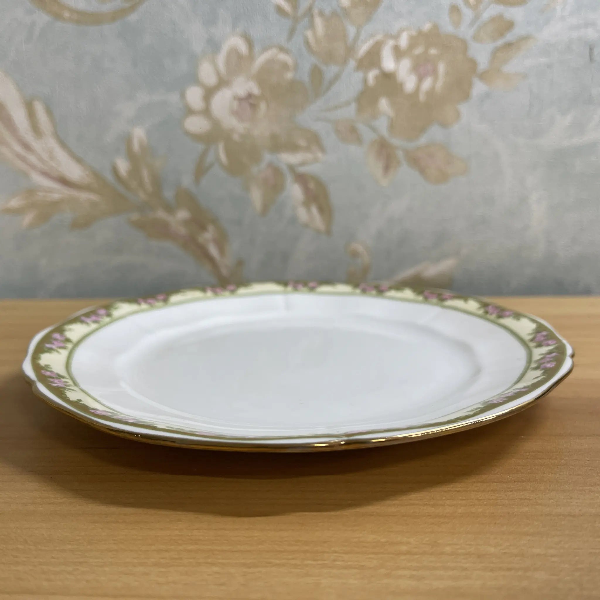 [Vintage] Trio + Dessert Plate / E. Hughes / Paladin China / Estimated mid-20C / Porcelain / England / Rose