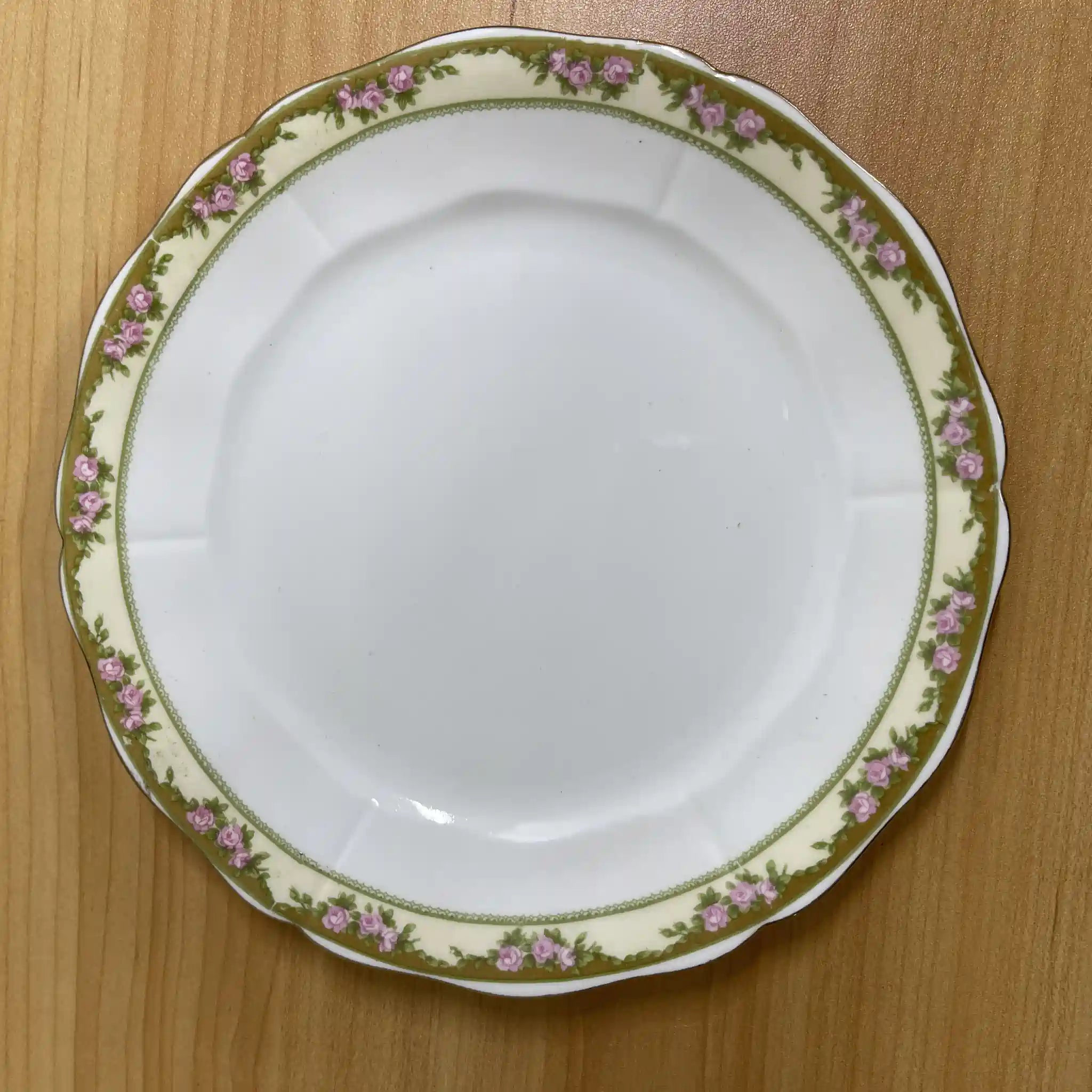 [Vintage] Trio + Dessert Plate / E. Hughes / Paladin China / Estimated mid-20C / Porcelain / England / Rose