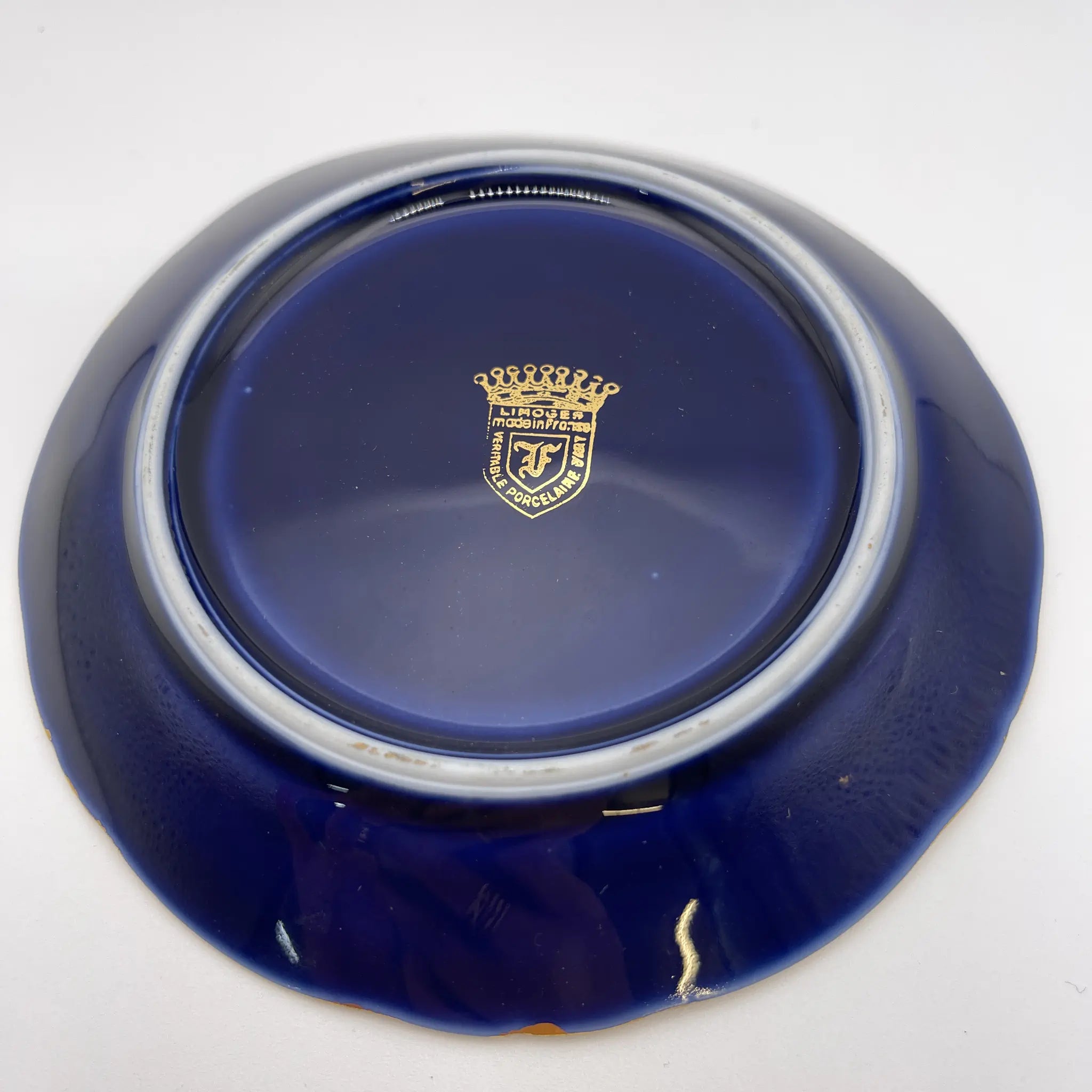 【复古】装饰盘/里摩日瓷器/估计1970-80s /瓷器/法国/褪色加兰特，金色，带板衣架