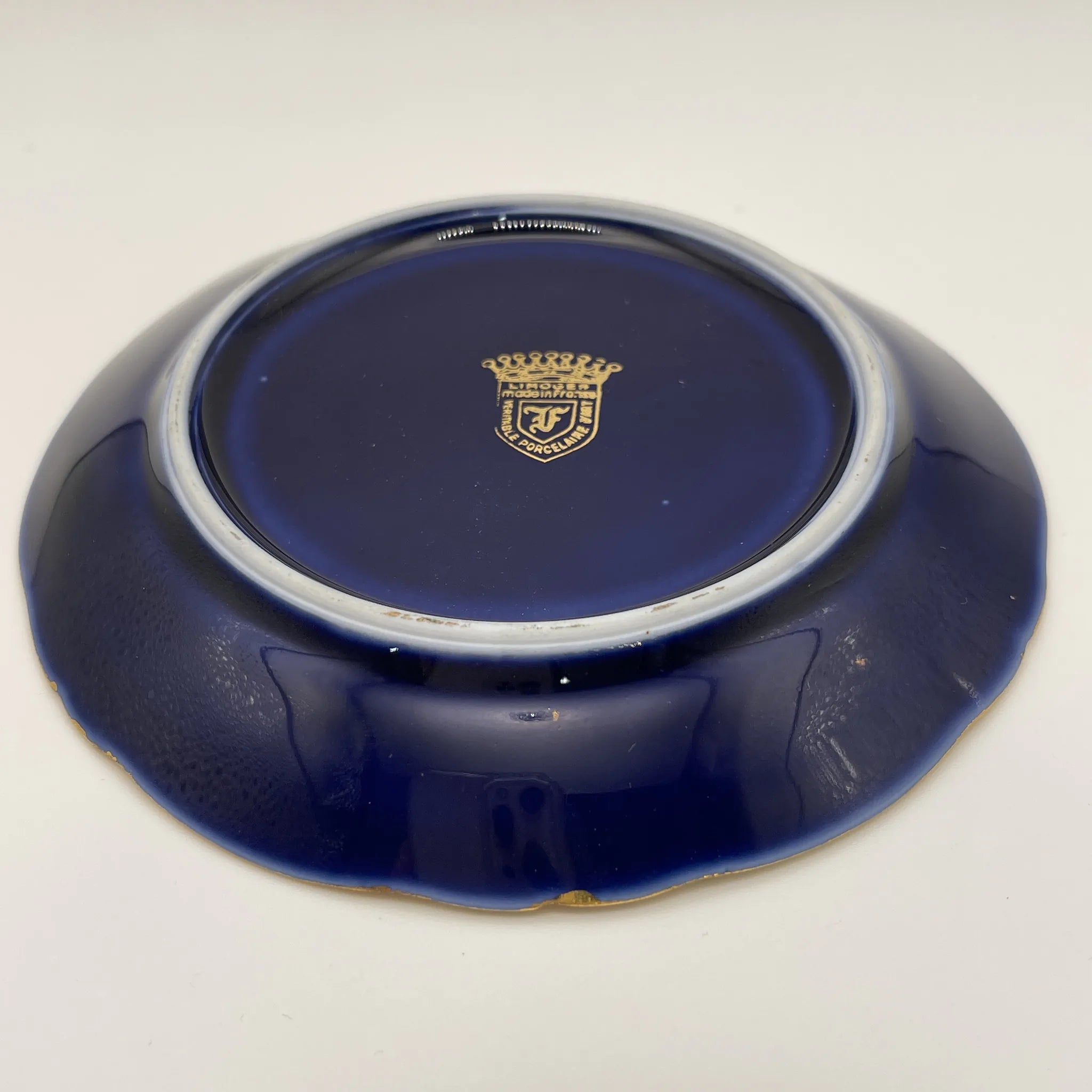 【复古】装饰盘/里摩日瓷器/估计1970-80s /瓷器/法国/褪色加兰特，金色，带板衣架