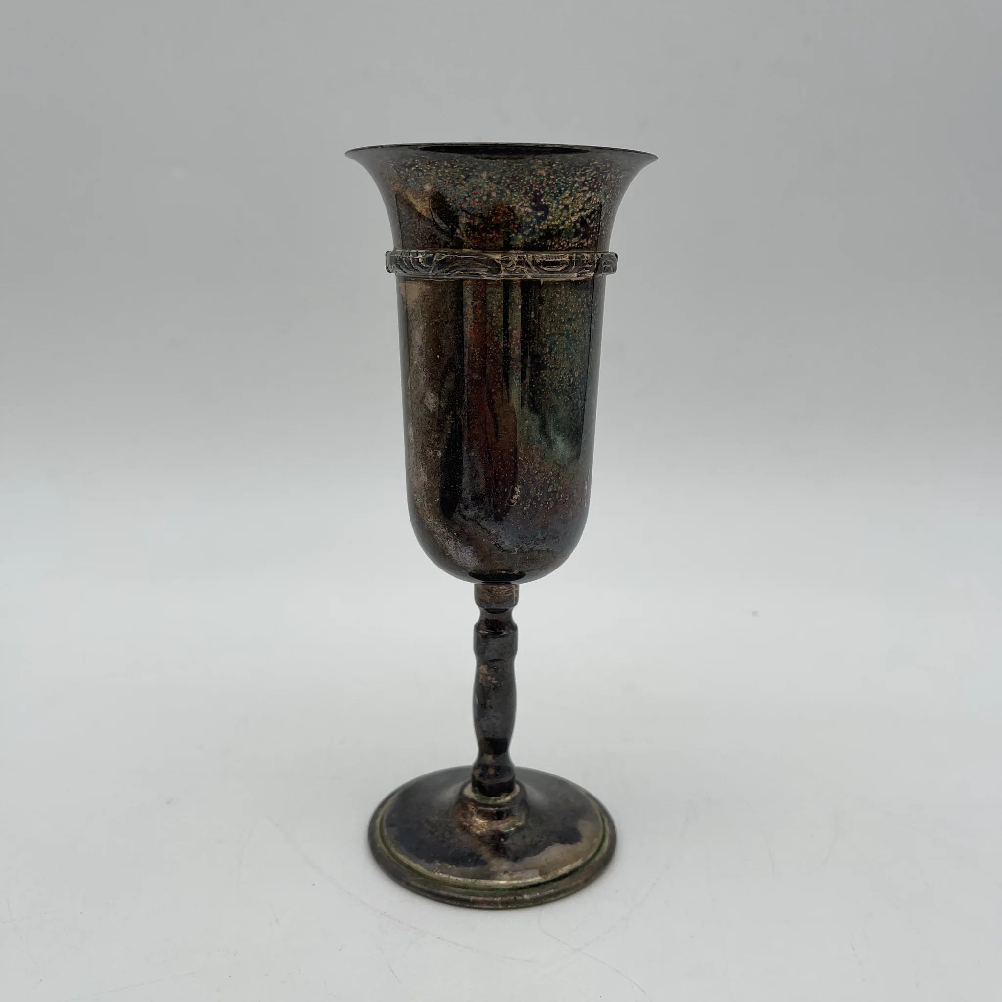 [Vintage] Champagne glass / Estimated 1950-70s / Silver plate / Spain / Engraving