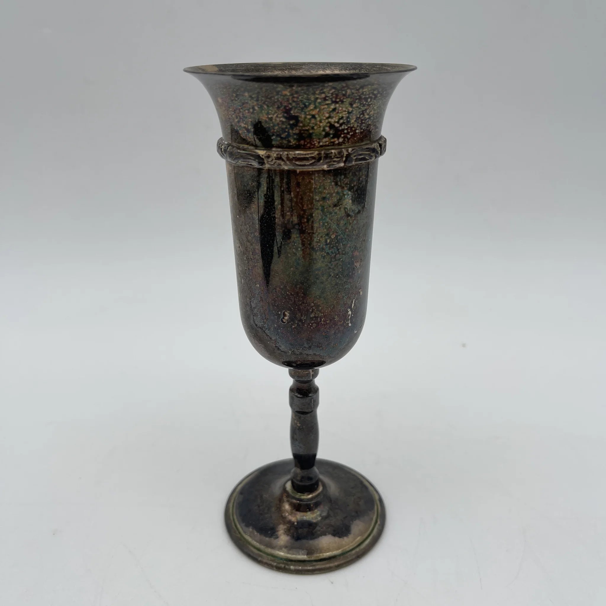 [Vintage] Champagne glass / Estimated 1950-70s / Silver plate / Spain / Engraving
