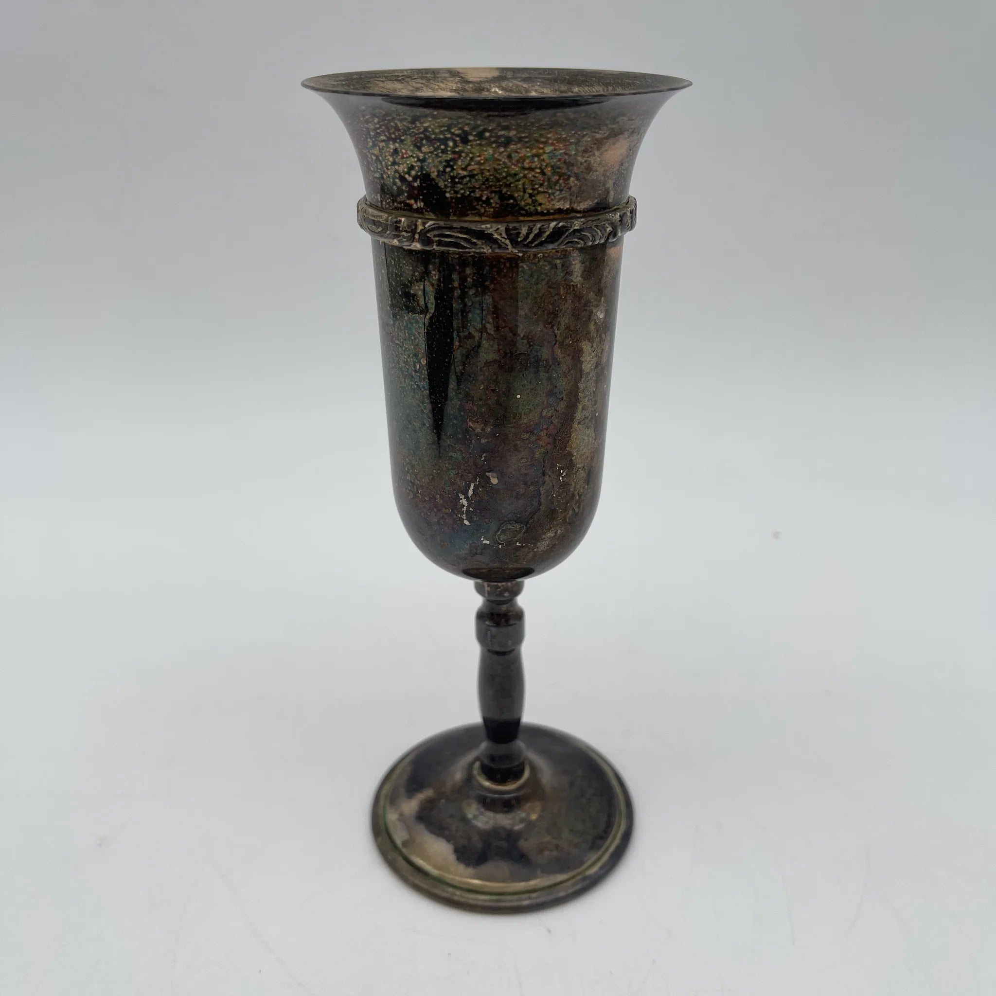 [Vintage] Champagne glass / Estimated 1950-70s / Silver plate / Spain / Engraving