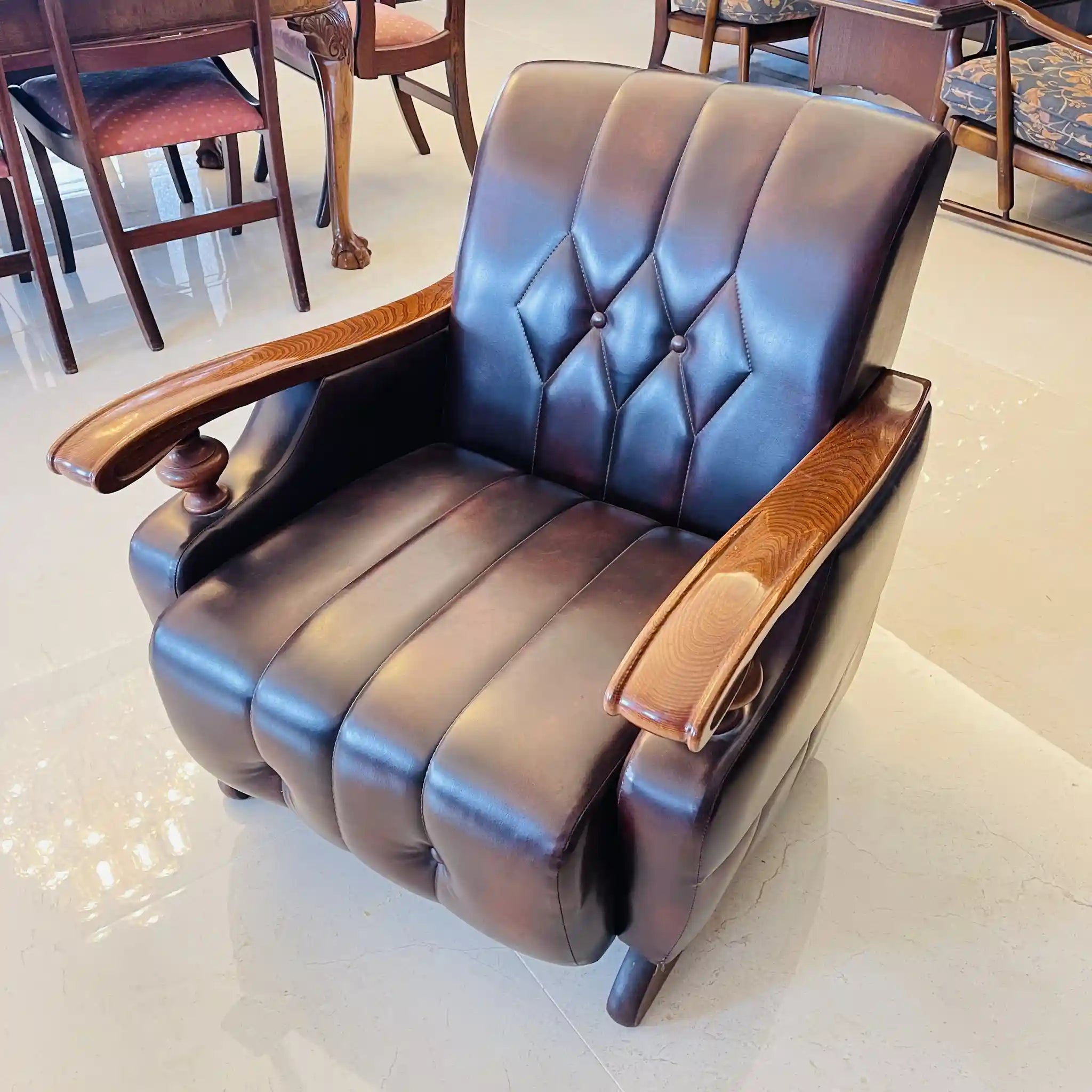 ビンテージ調ソファセット / カリモク / 本革 / 2Pソファ,1Pソファ,ローテーブル