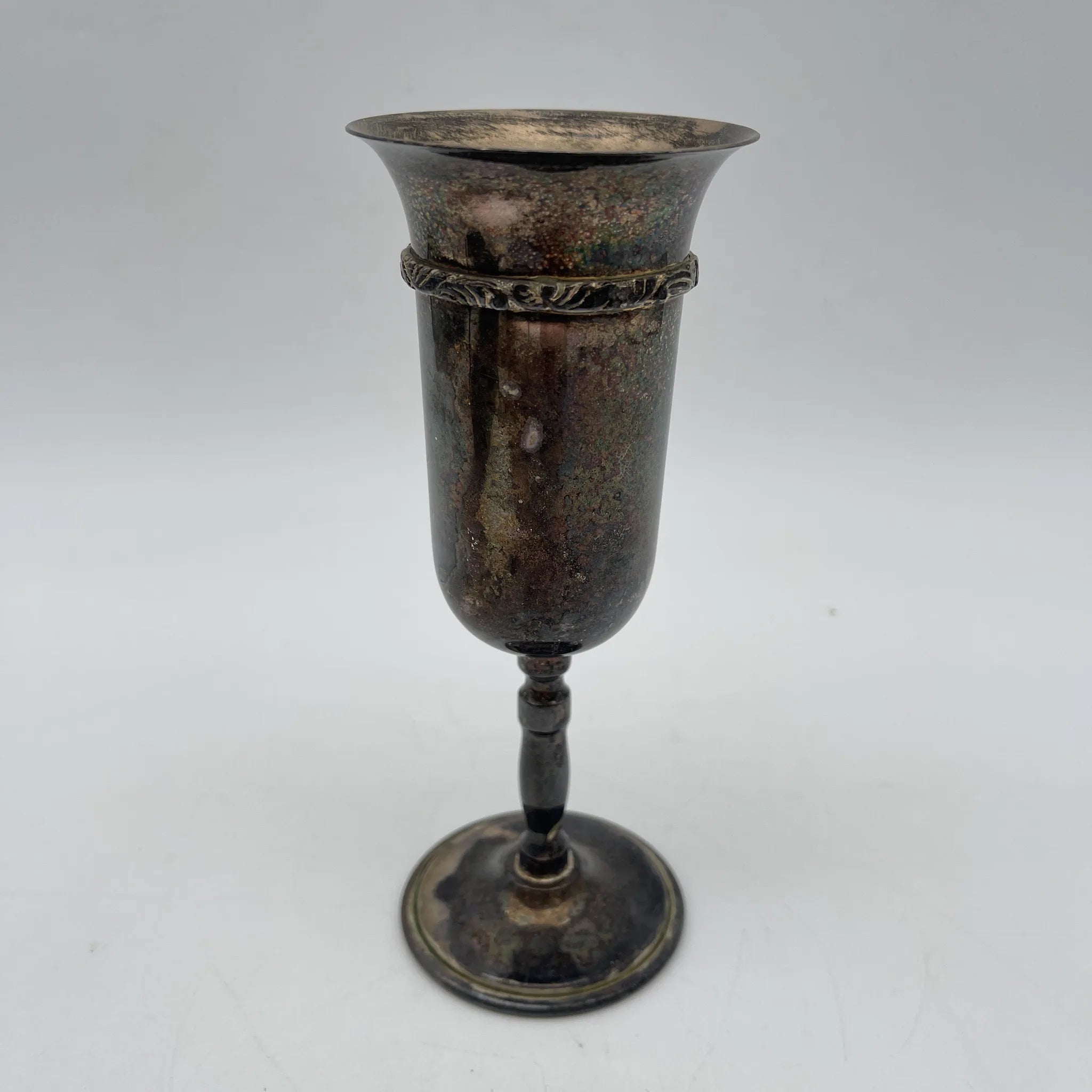 [Vintage] Champagne glass / Estimated 1950-70s / Silver plate / Spain / Engraving