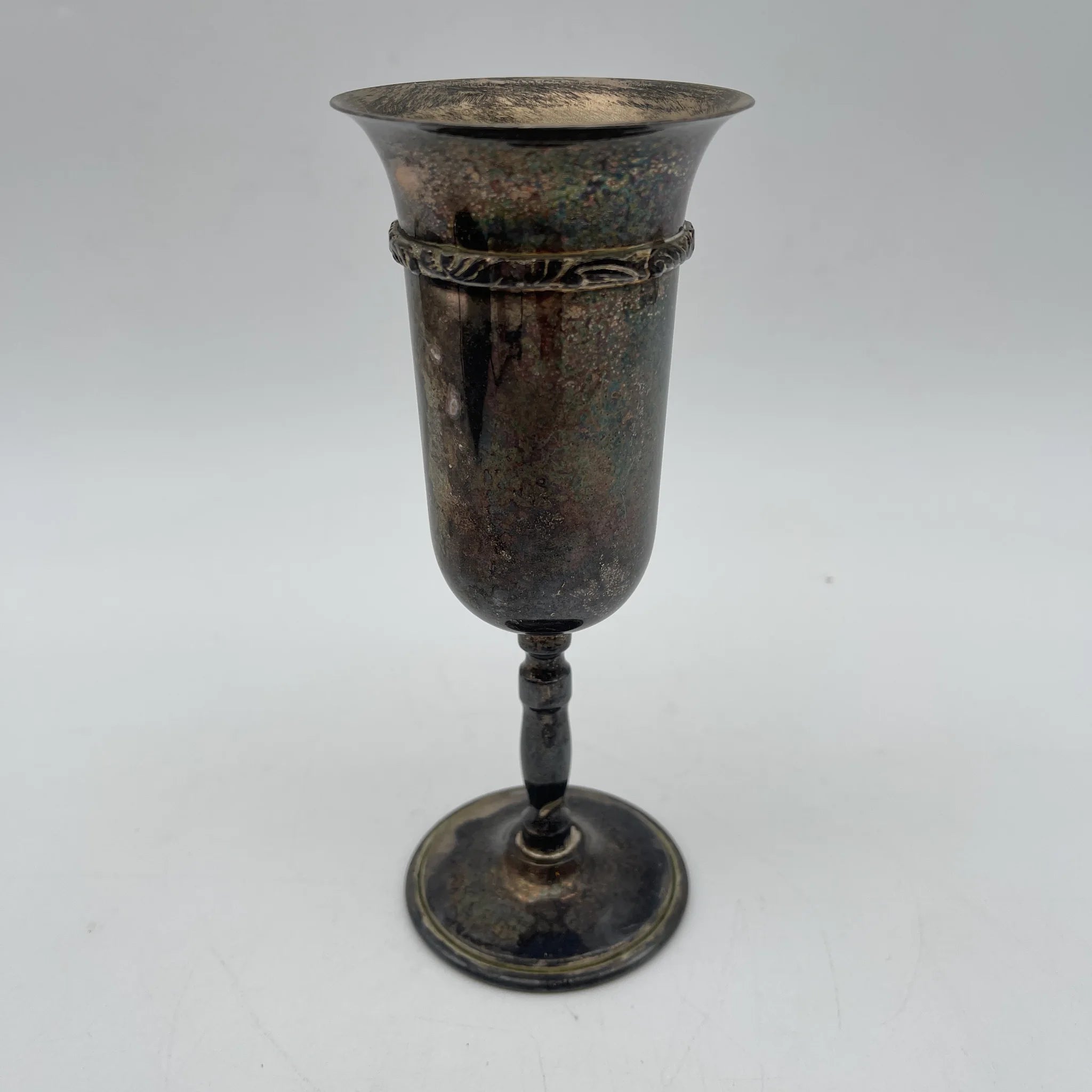 [Vintage] Champagne glass / Estimated 1950-70s / Silver plate / Spain / Engraving