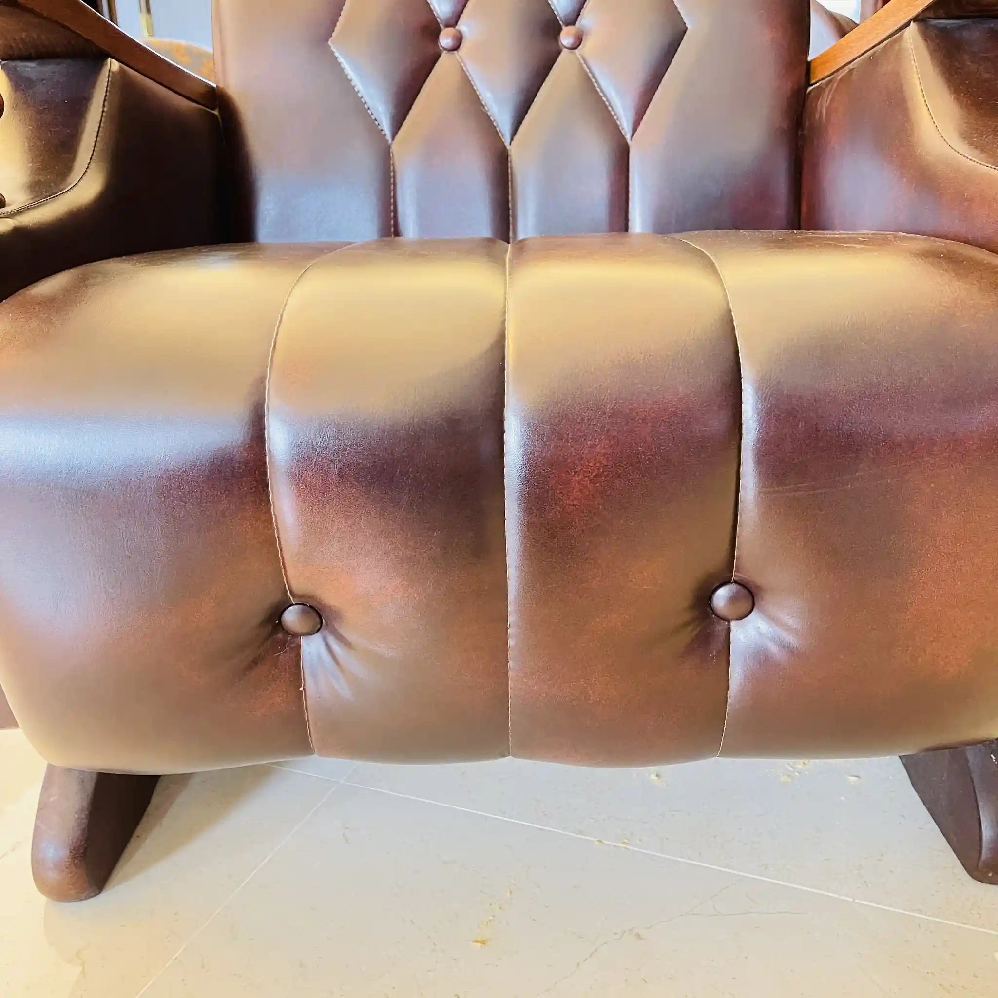 ビンテージ調ソファセット / カリモク / 本革 / 2Pソファ,1Pソファ,ローテーブル