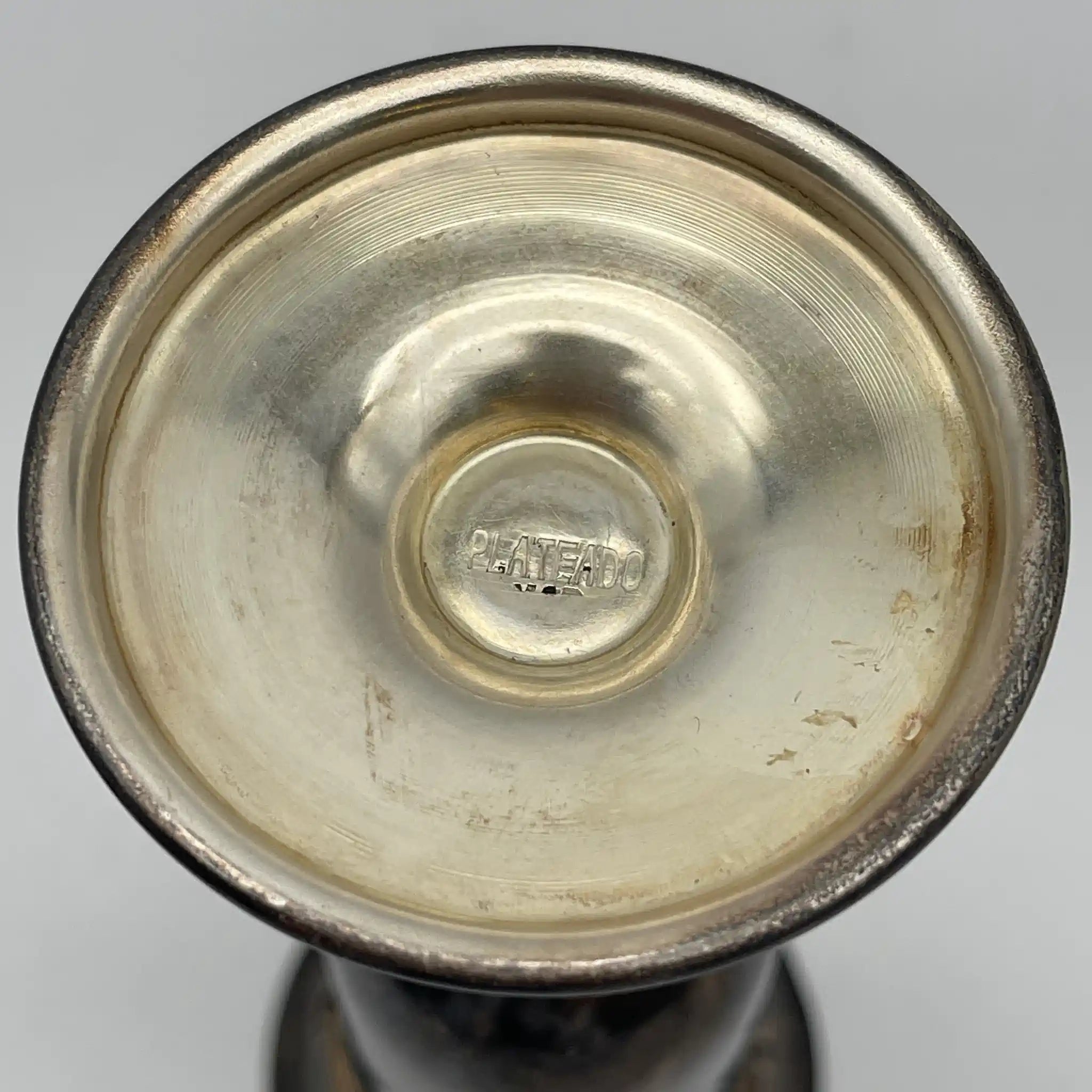 [Vintage] Champagne glass / Estimated 1950-70s / Silver plate / Spain / Engraving