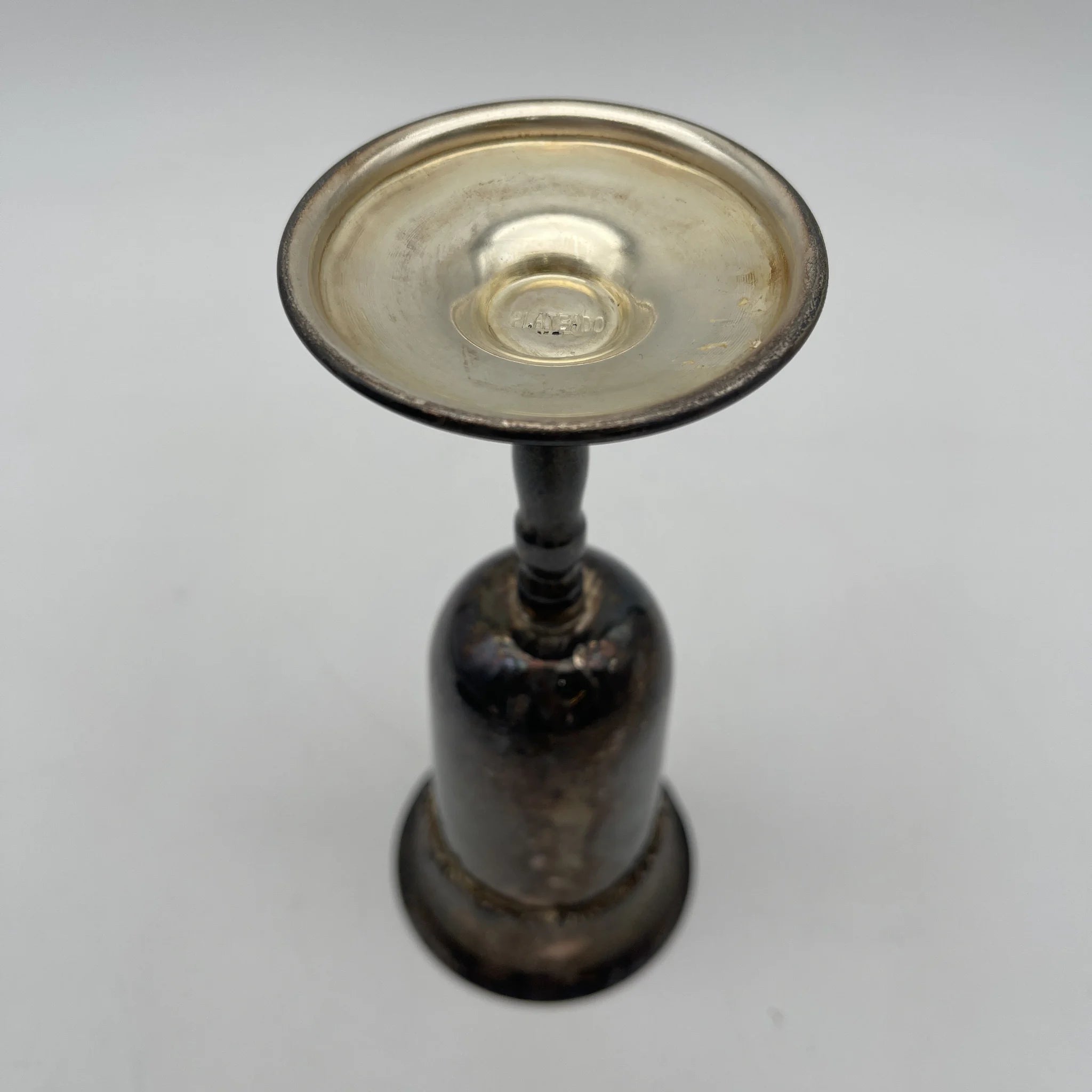[Vintage] Champagne glass / Estimated 1950-70s / Silver plate / Spain / Engraving