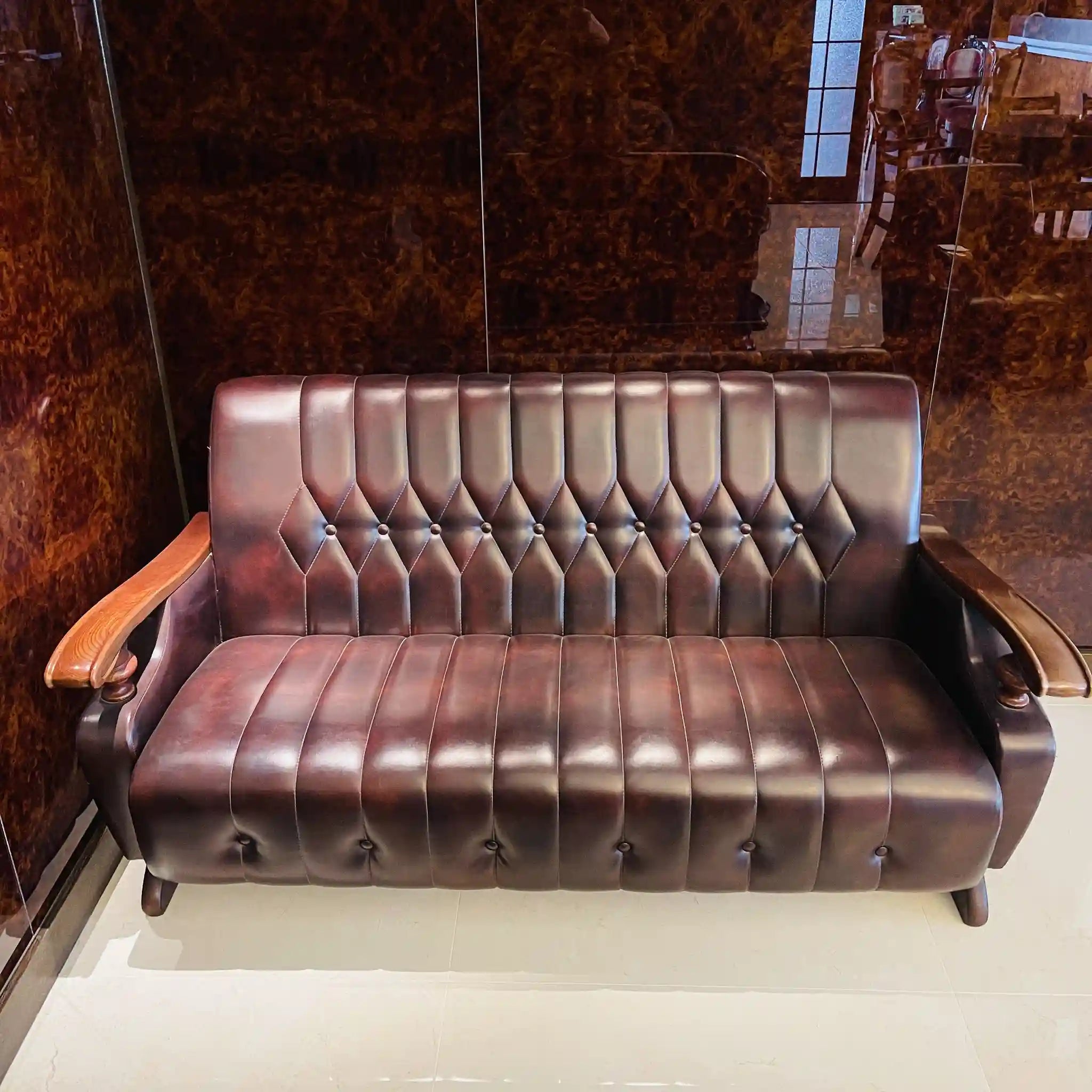 ビンテージ調ソファセット / カリモク / 本革 / 2Pソファ,1Pソファ,ローテーブル