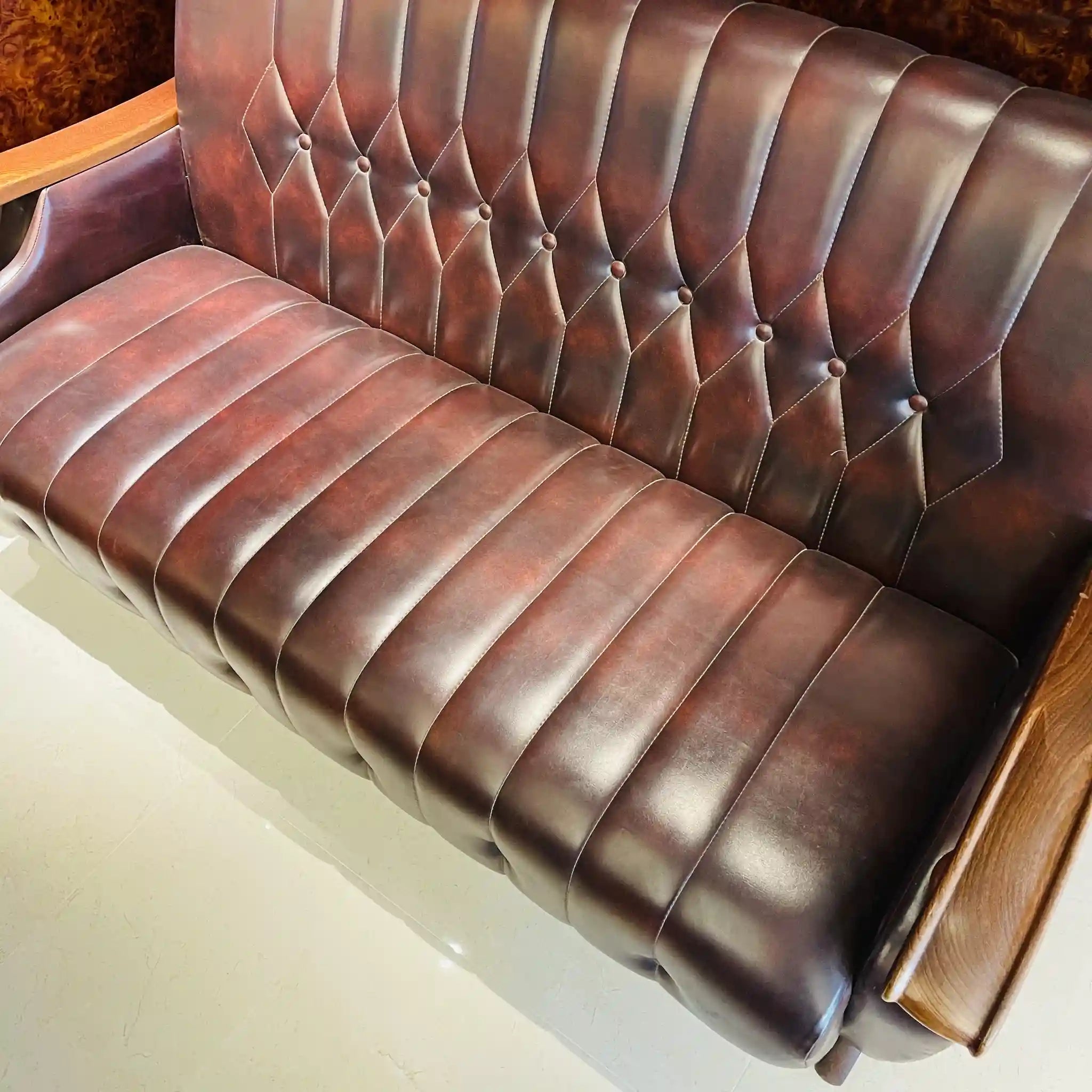 ビンテージ調ソファセット / カリモク / 本革 / 2Pソファ,1Pソファ,ローテーブル