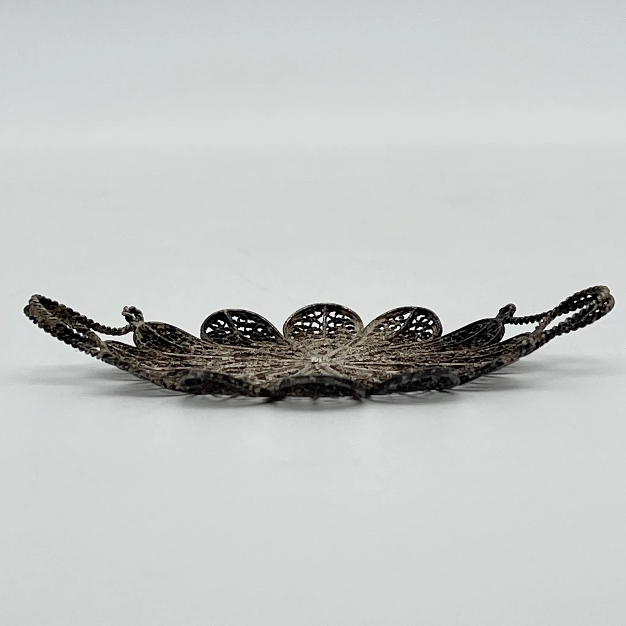 [Antique] Filigree miniature tray / Estimated early 20C / Silver / Italy / Filigree (silver filigree)