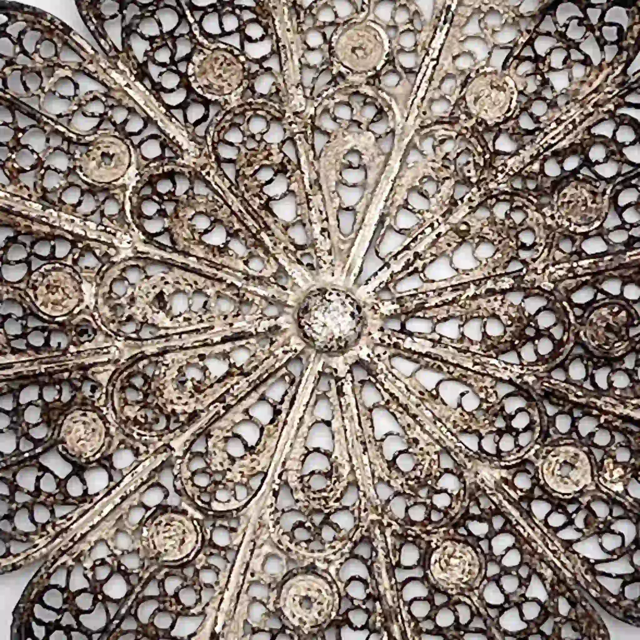 [Antique] Filigree miniature tray / Estimated early 20C / Silver / Italy / Filigree (silver filigree)
