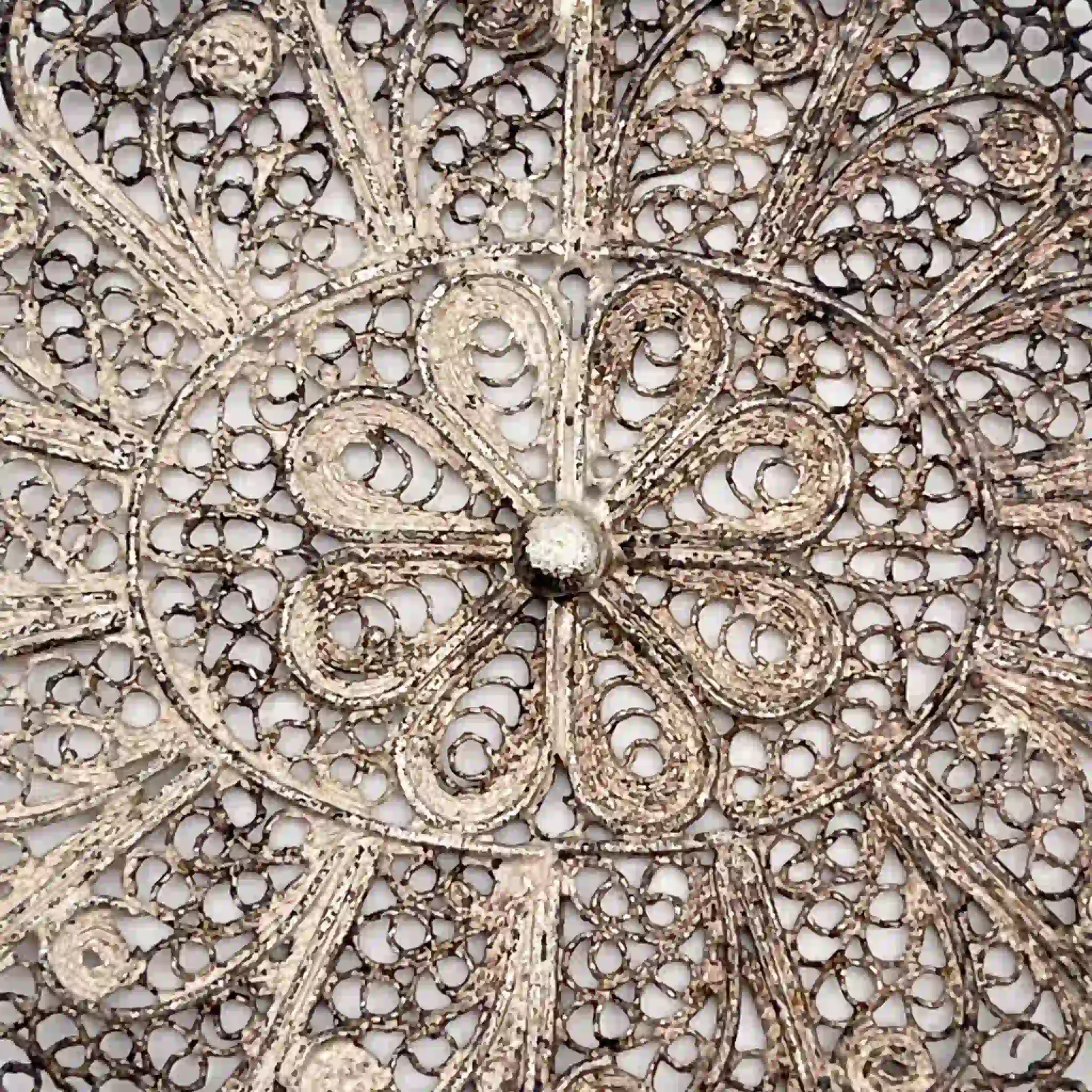 [Antique] Filigree miniature tray / Estimated early 20C / Silver / Italy / Filigree (silver filigree)