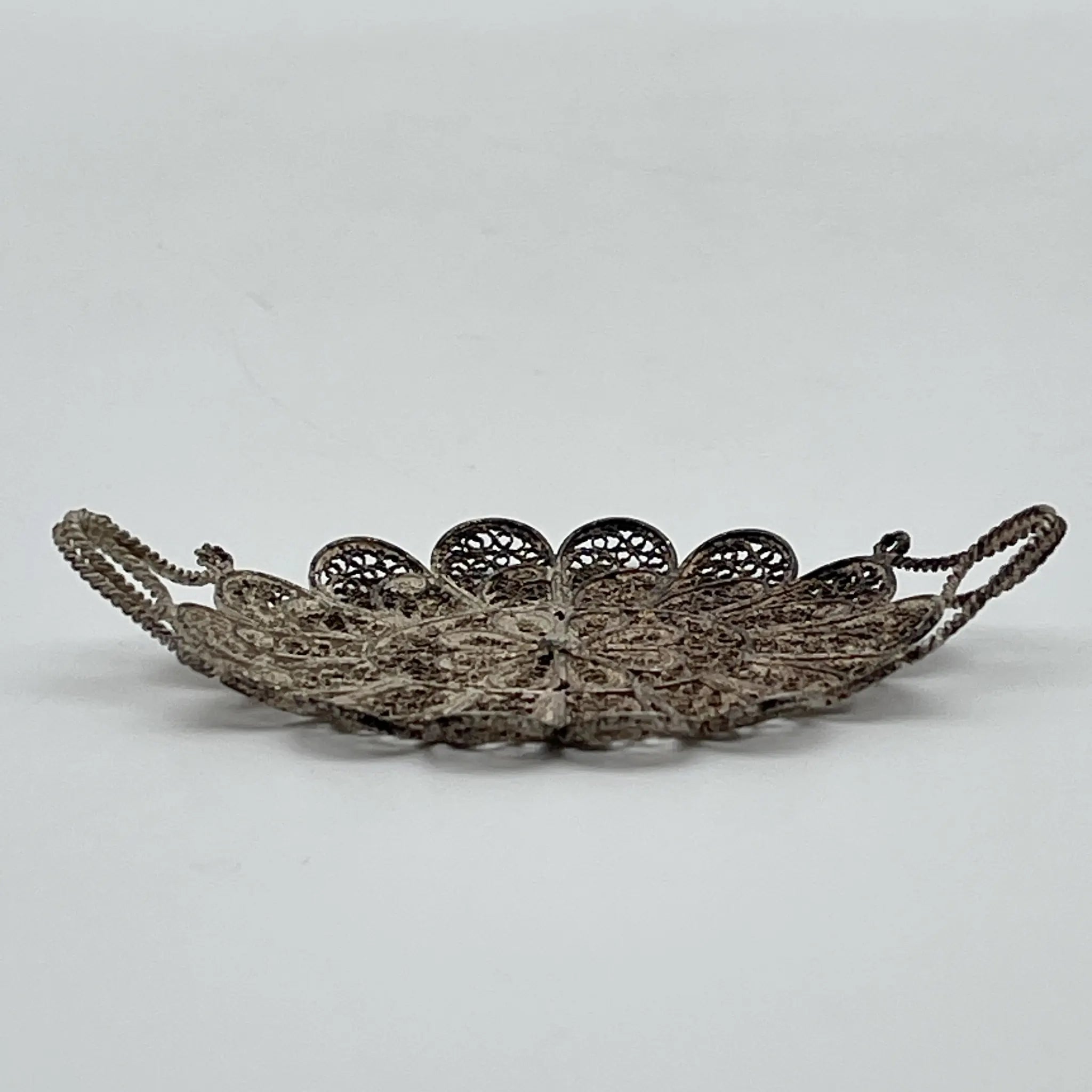 [Antique] Filigree miniature tray / Estimated early 20C / Silver / Italy / Filigree (silver filigree)