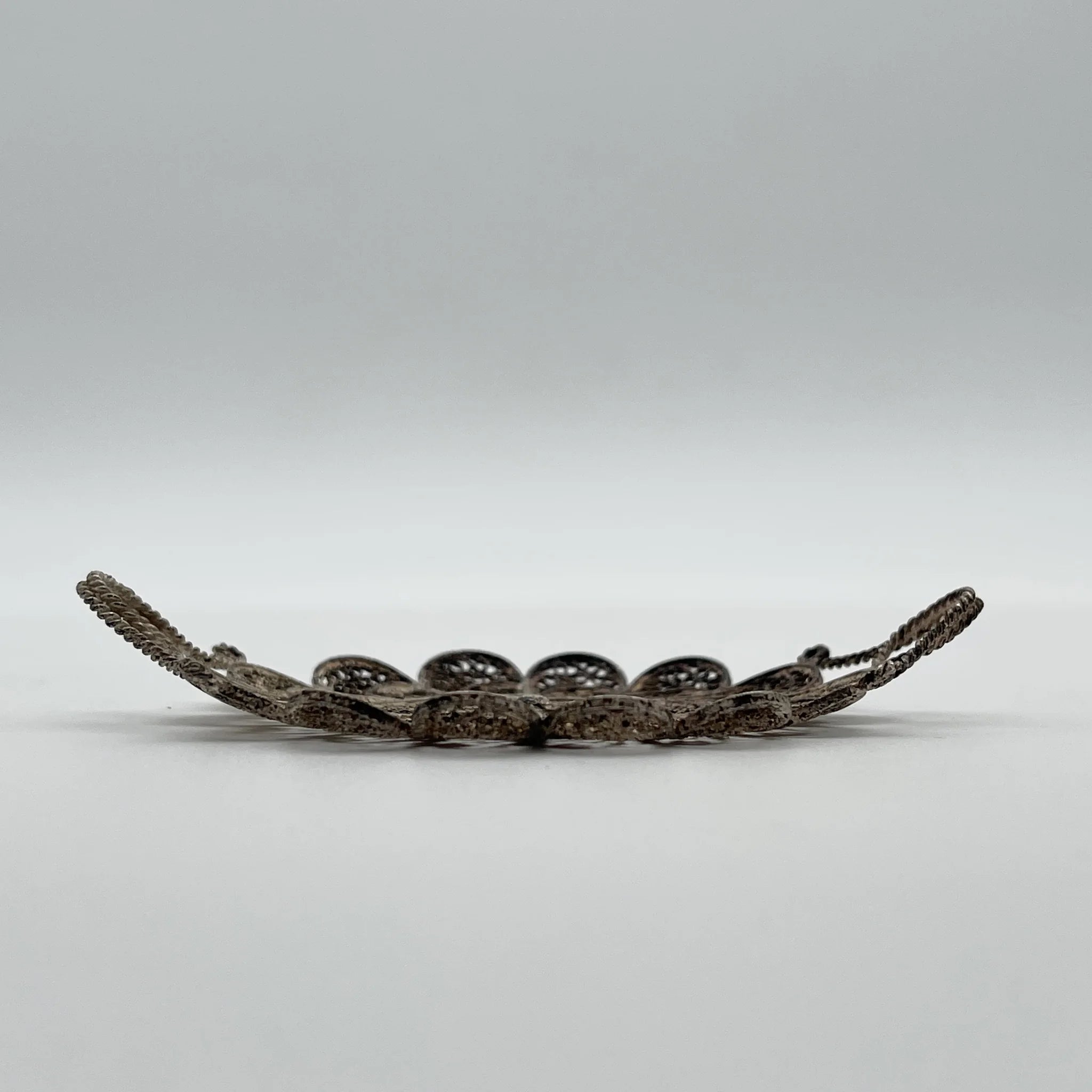 [Antique] Filigree miniature tray / Estimated early 20C / Silver / Italy / Filigree (silver filigree)