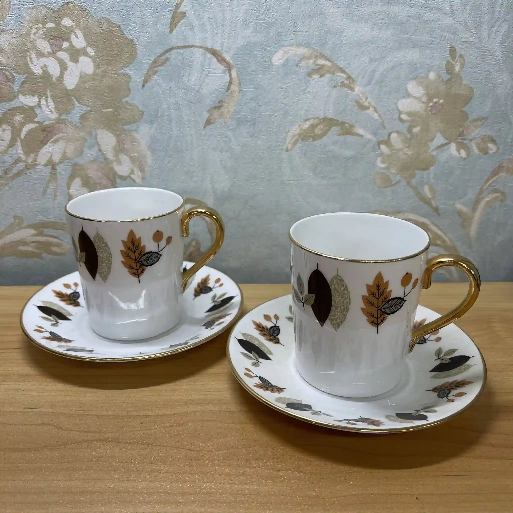 【ビンテージ】 カップ&ソーサー2P / Royal Imperial (ロイヤル・インペリアル) / 推定20C中期 / Bone China / イギリス / オータム・リーフ, 金彩
