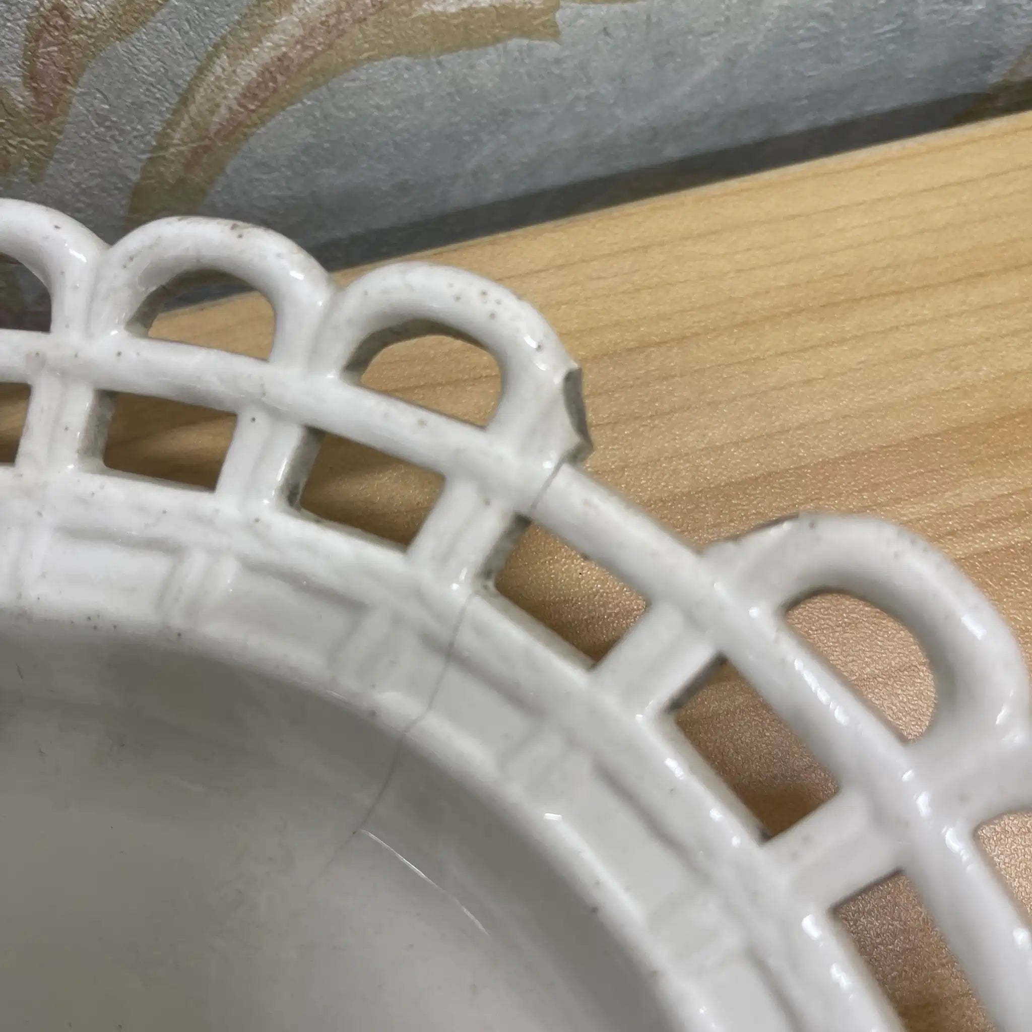 [Antique] Oval platter (large plate) / Vaudrevange / Estimated 19C / Pottery / Germany / Pierced rim