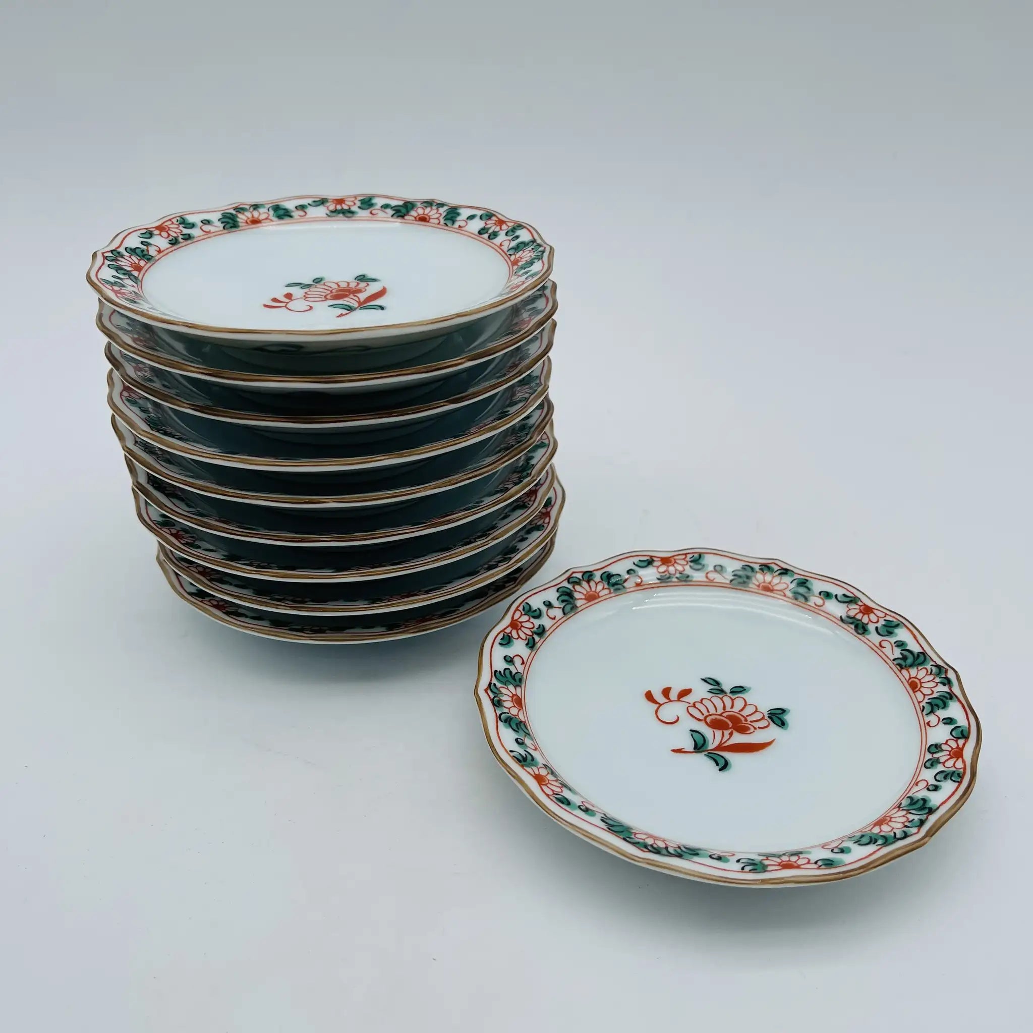 【リユース】 小皿揃 10P / 光峰作 / 磁器 / 日本 / 沢泉陶器店 縁波型 / 箱付き