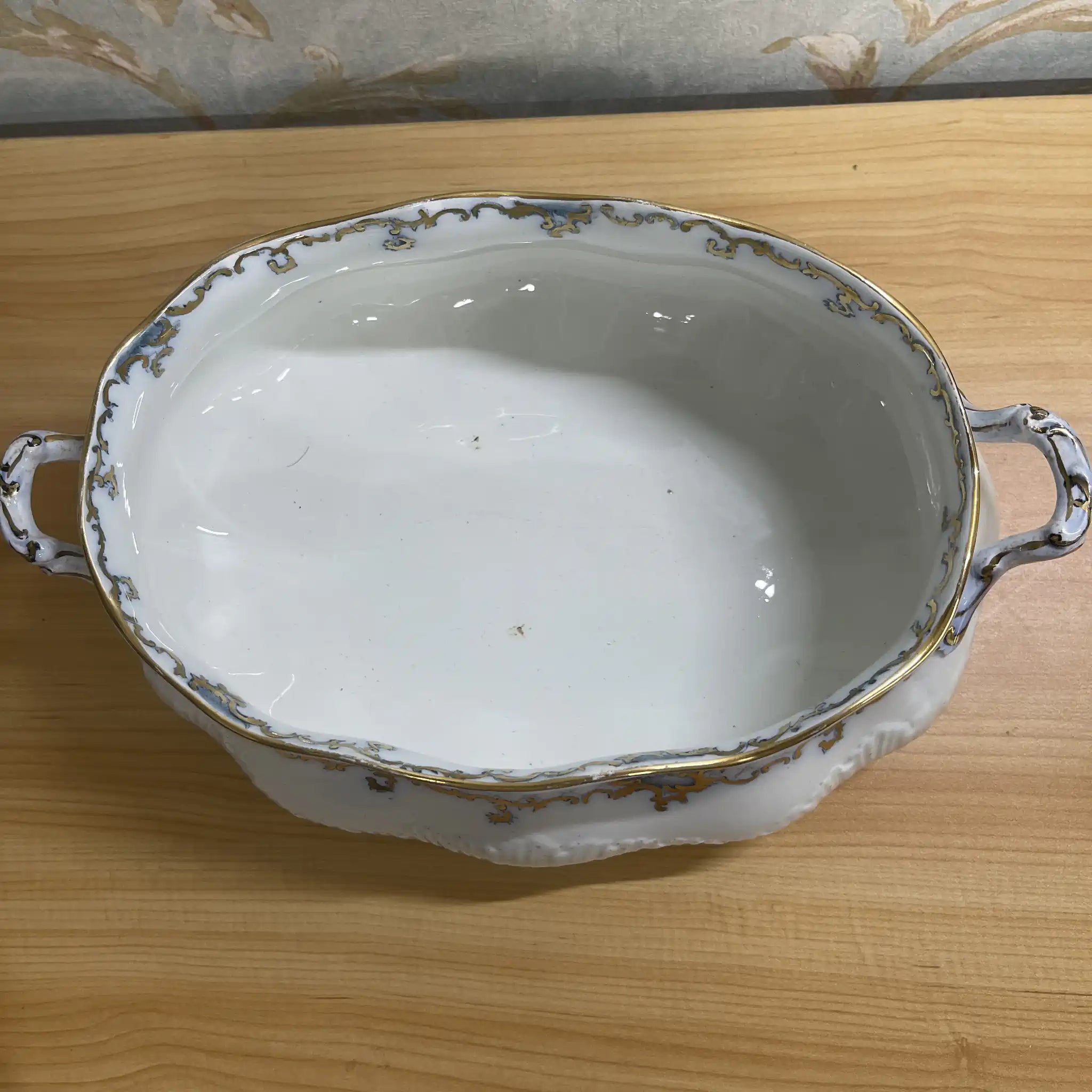 【アンティーク】 スープチューリン+レードル / Furnivals / Venice / 推定1900前後 / 陶器 / イギリス / ロカイユ, スクロール, ラティスワーク