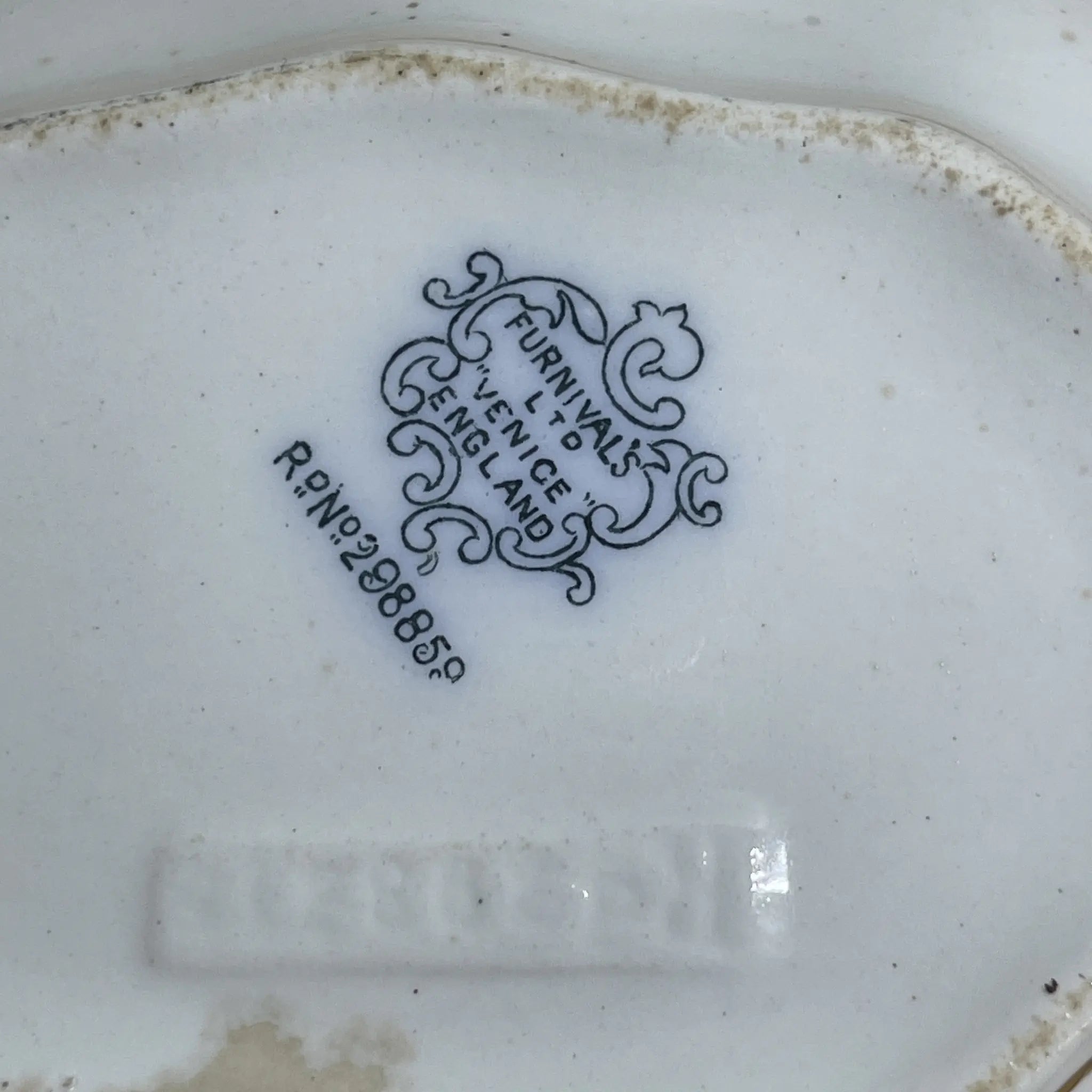 [Antique] Oval platter / Furnivals / Venice / Estimated around 1900 / Pottery / England / Rocaille, scroll, lattice work