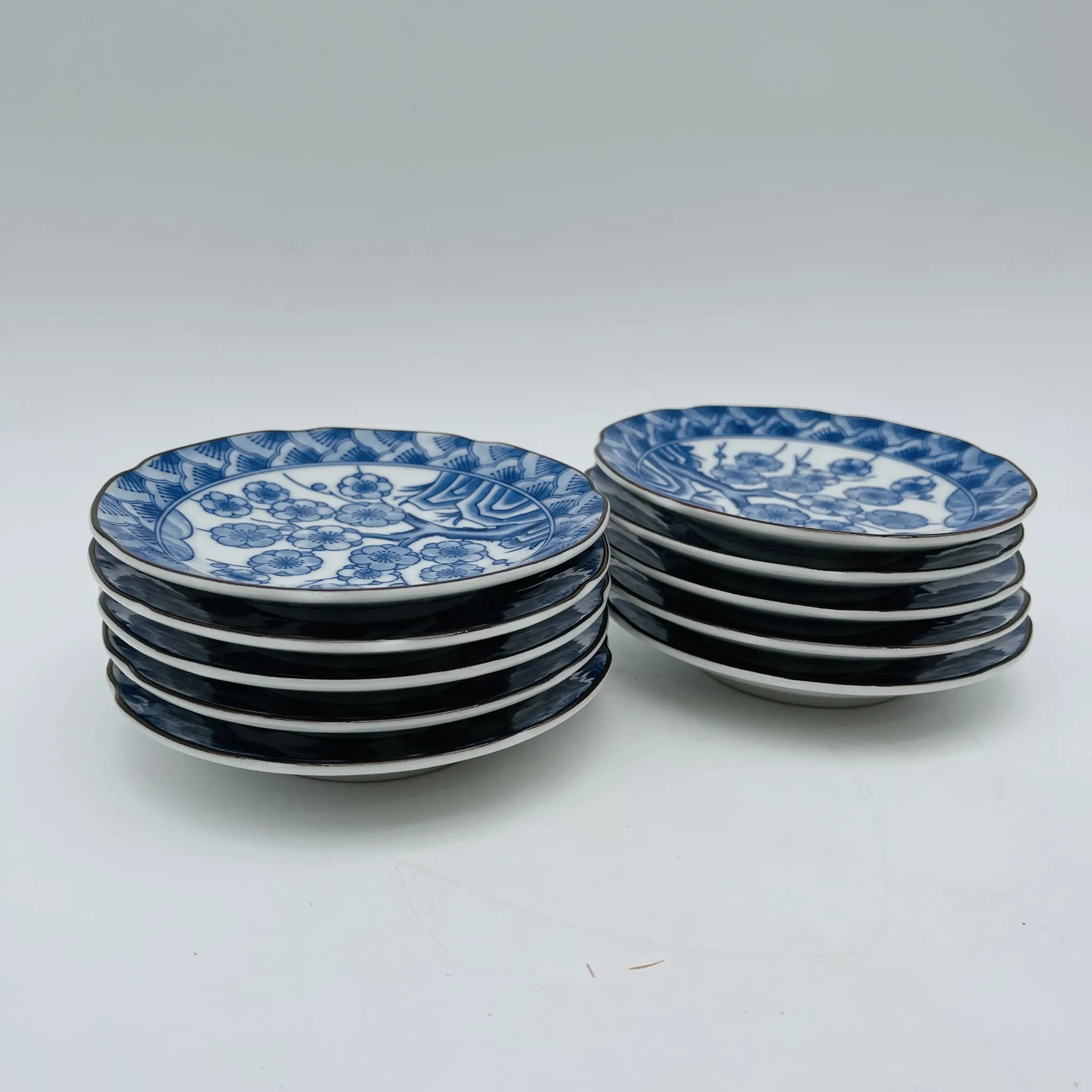 【リユース】 小皿揃 10P / 美濃和 / 日本 / 陶彩 縁波型 / 箱付き