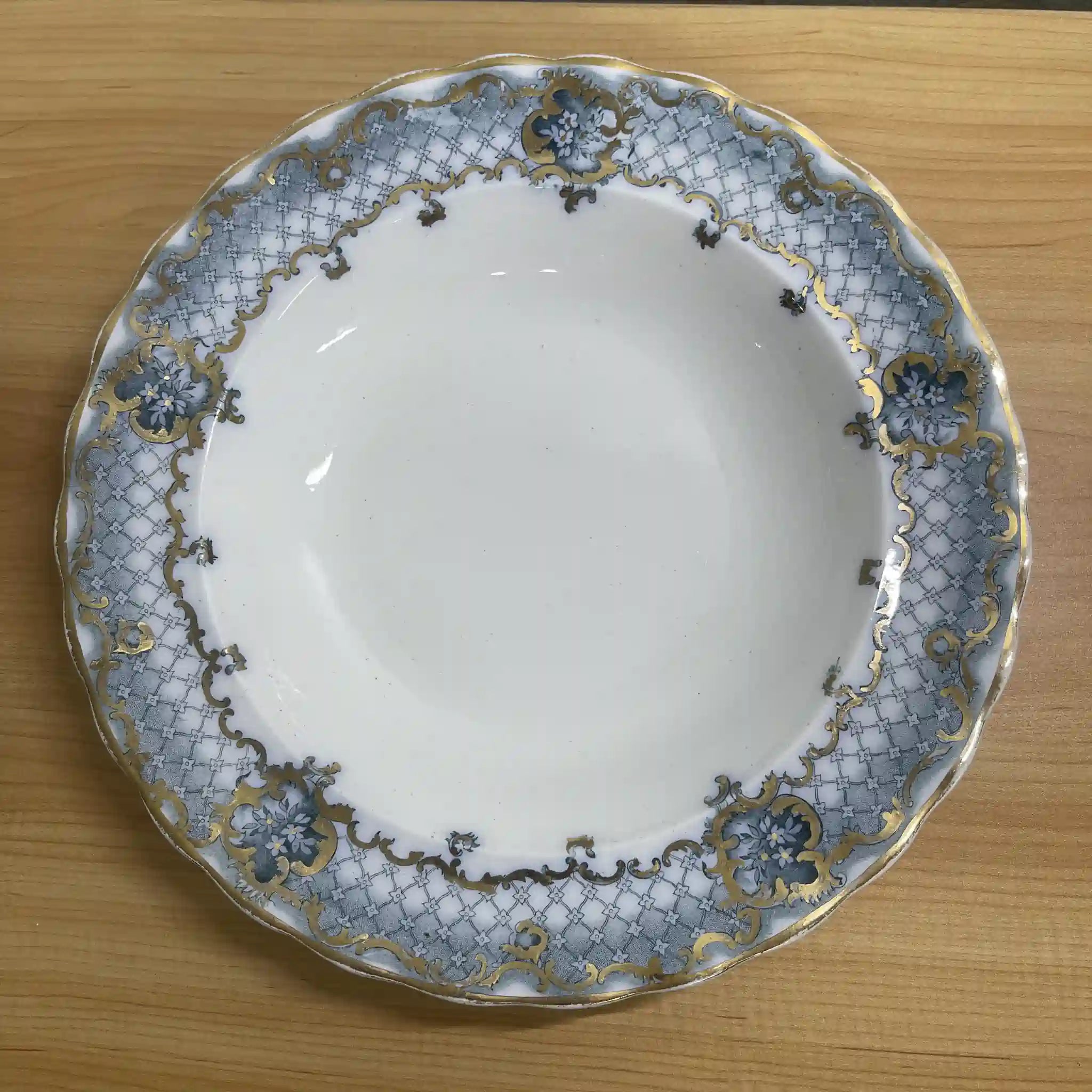 【アンティーク】 スーププレート (深皿) / Furnivals / Venice / 推定1900前後 / 陶器 / イギリス / ロカイユ, スクロール, ラティスワーク