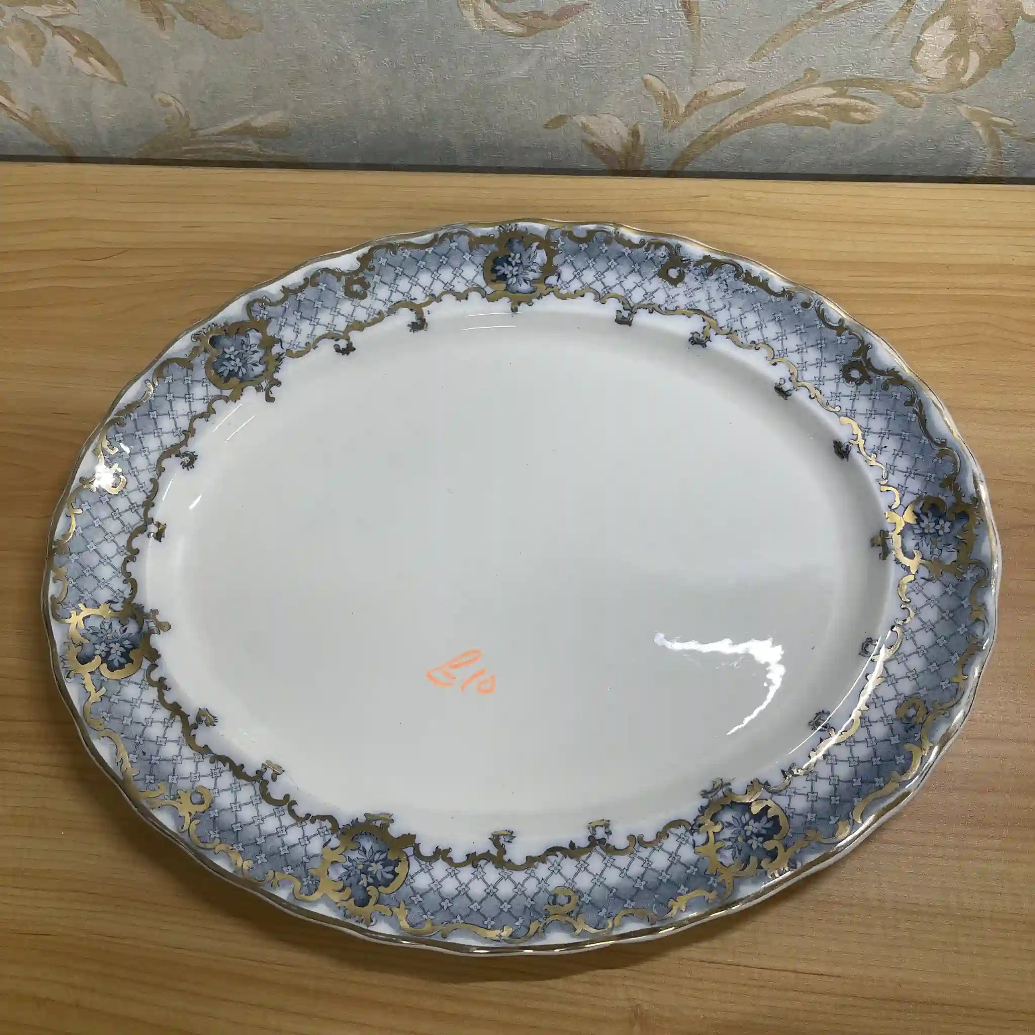 [Antique] Oval platter / Furnivals / Venice / Estimated around 1900 / Pottery / England / Rocaille, scroll, lattice work