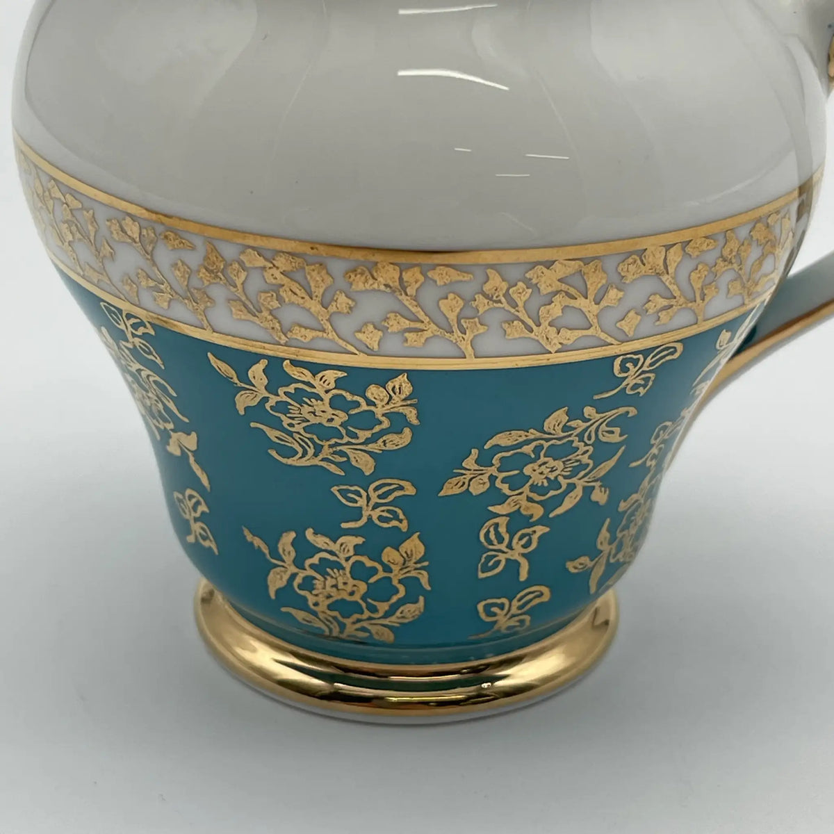 SALISBIRY（索尔兹伯里）/牛奶壶/ 1940年代后期~ 1950年代左右/ Bone China /英国/ 金彩，淡蓝色，金彩装饰，阿拉伯金彩冻结图案，蚀刻/[复古]