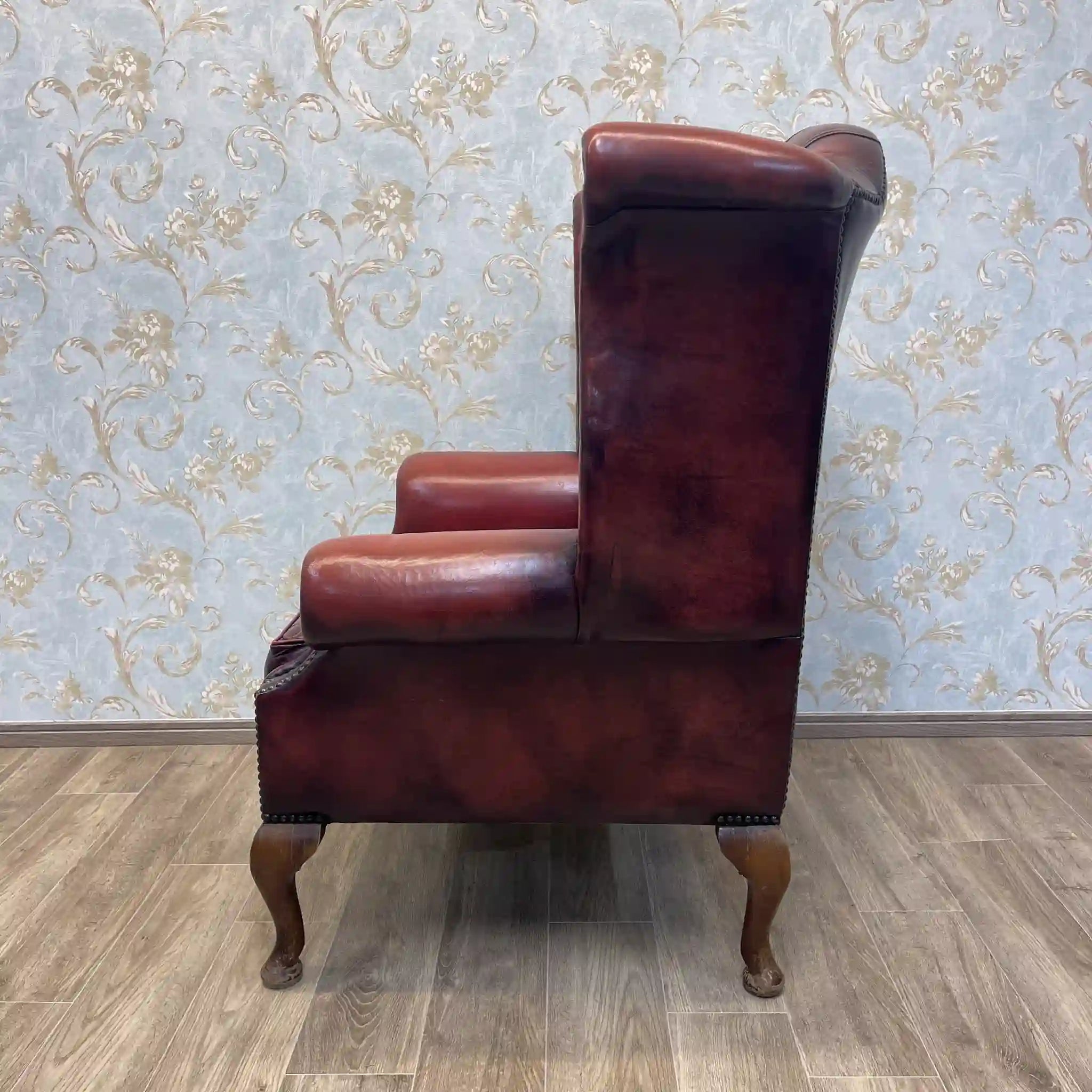 GREENWICH LIVINGヴィンテージ本革鋲打ちクラブチェア1P 家具