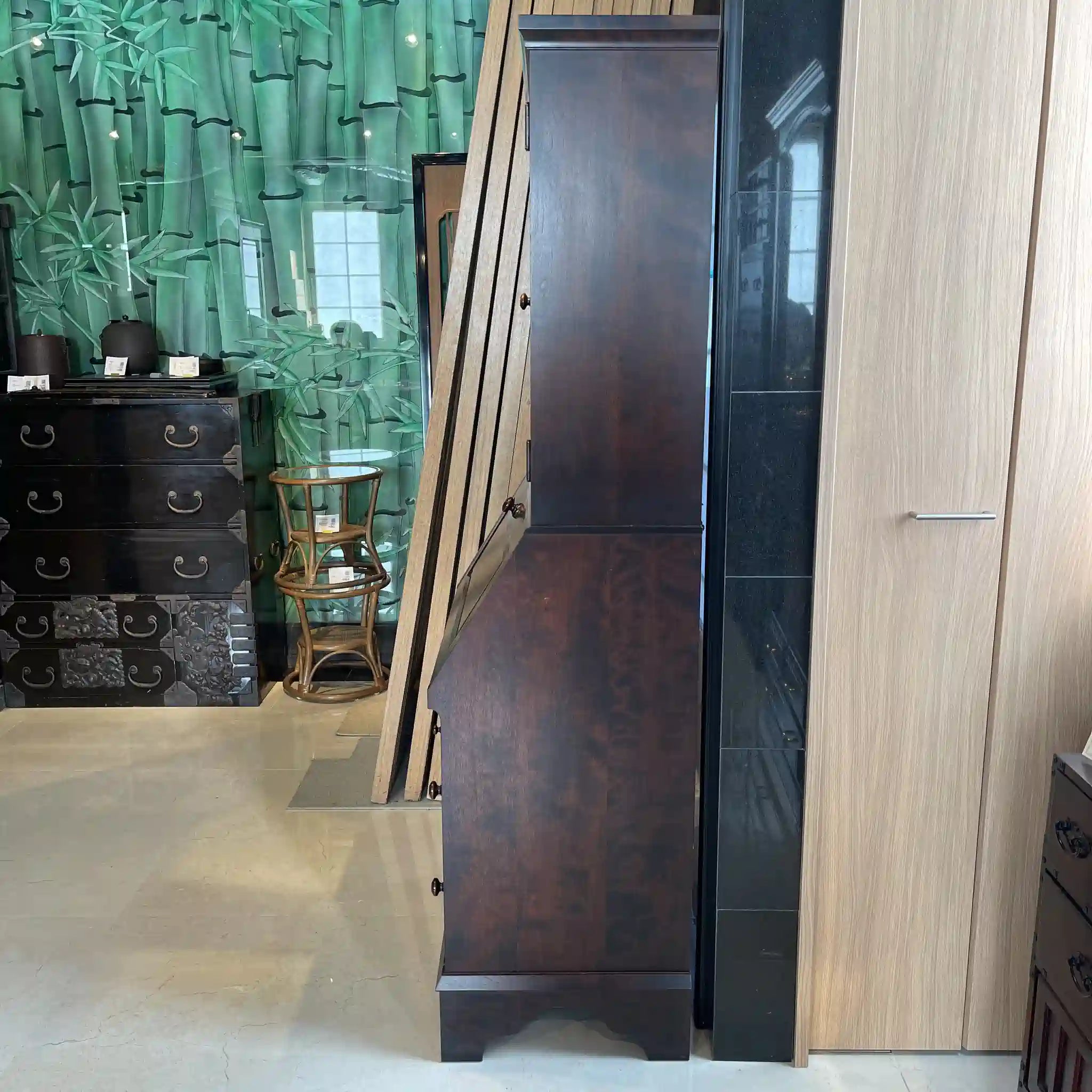 【リユース】 ライティングデスク 書棚付き / 北海道民芸家具 / 木製 / 日本