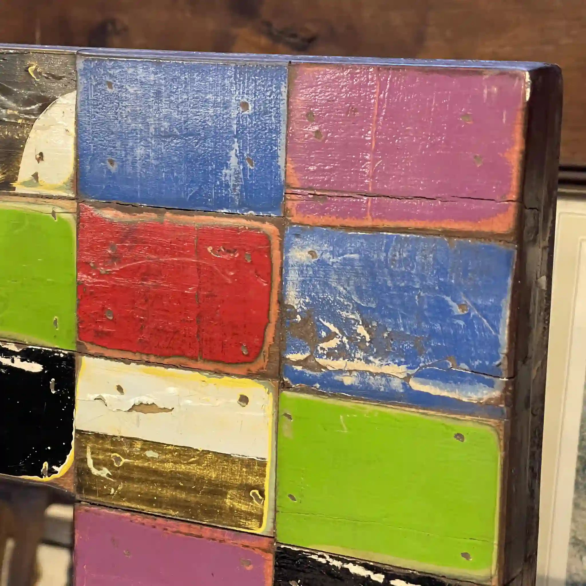 【アンティーク】 壁掛けミラー / パッチワーク,モザイクウッド