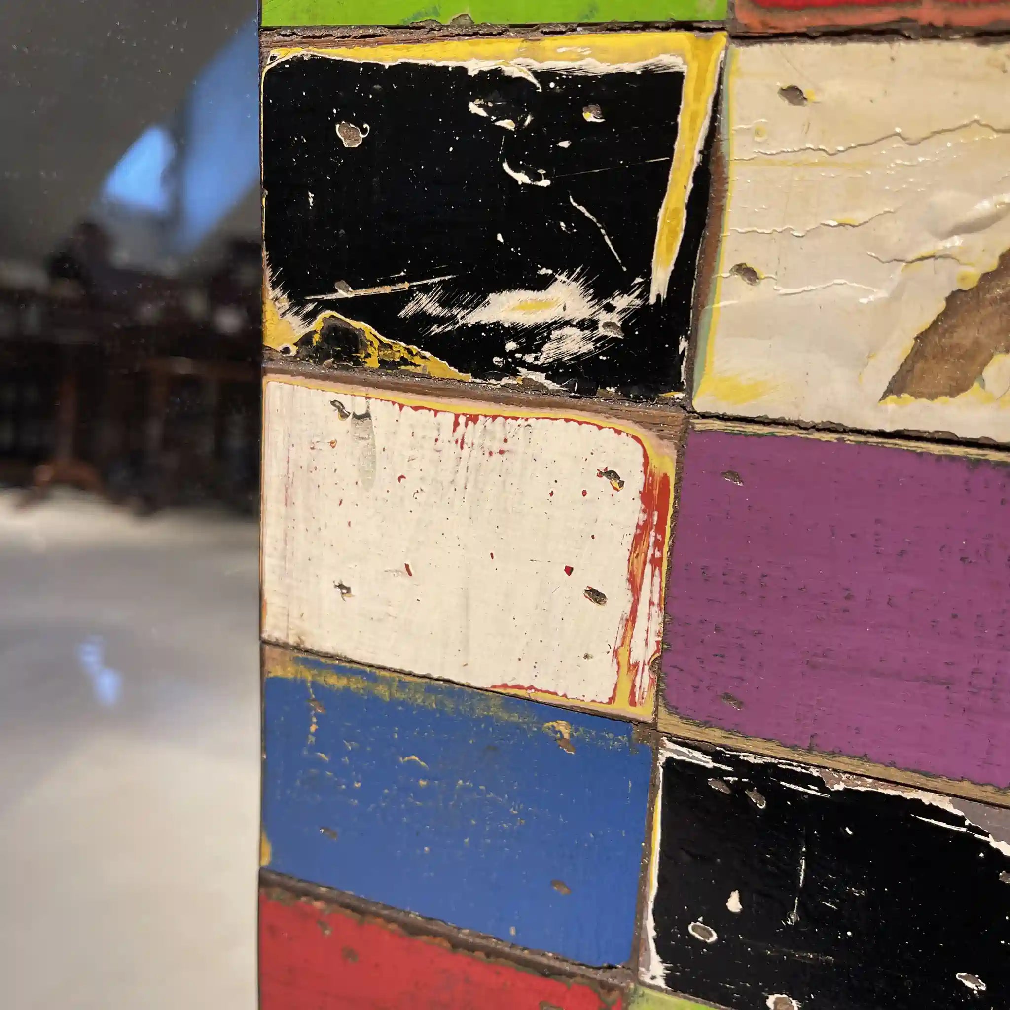 【アンティーク】 壁掛けミラー / パッチワーク,モザイクウッド