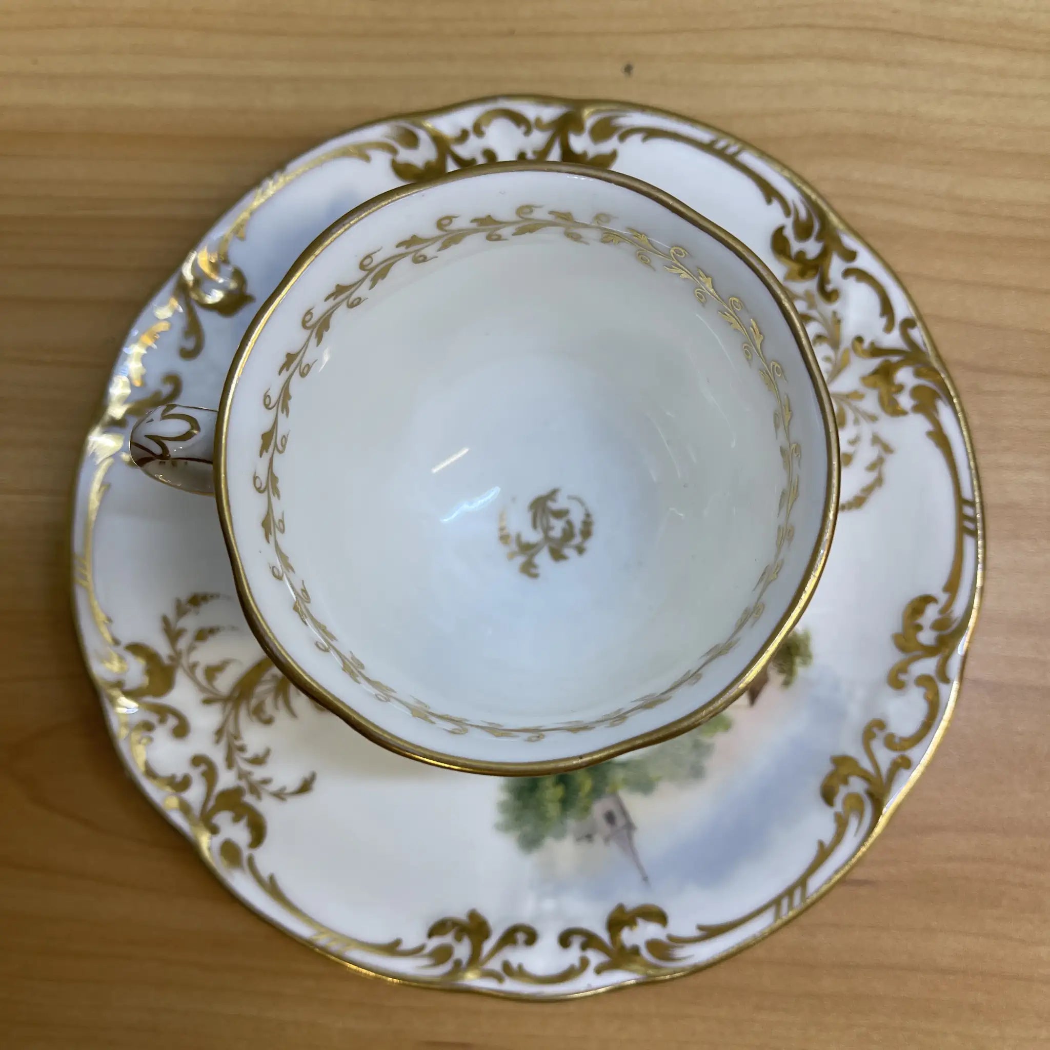 カップ&ソーサー / 推定1900前後 / 磁器 / イギリス / 金彩, カントリーサイド / [アンティーク]