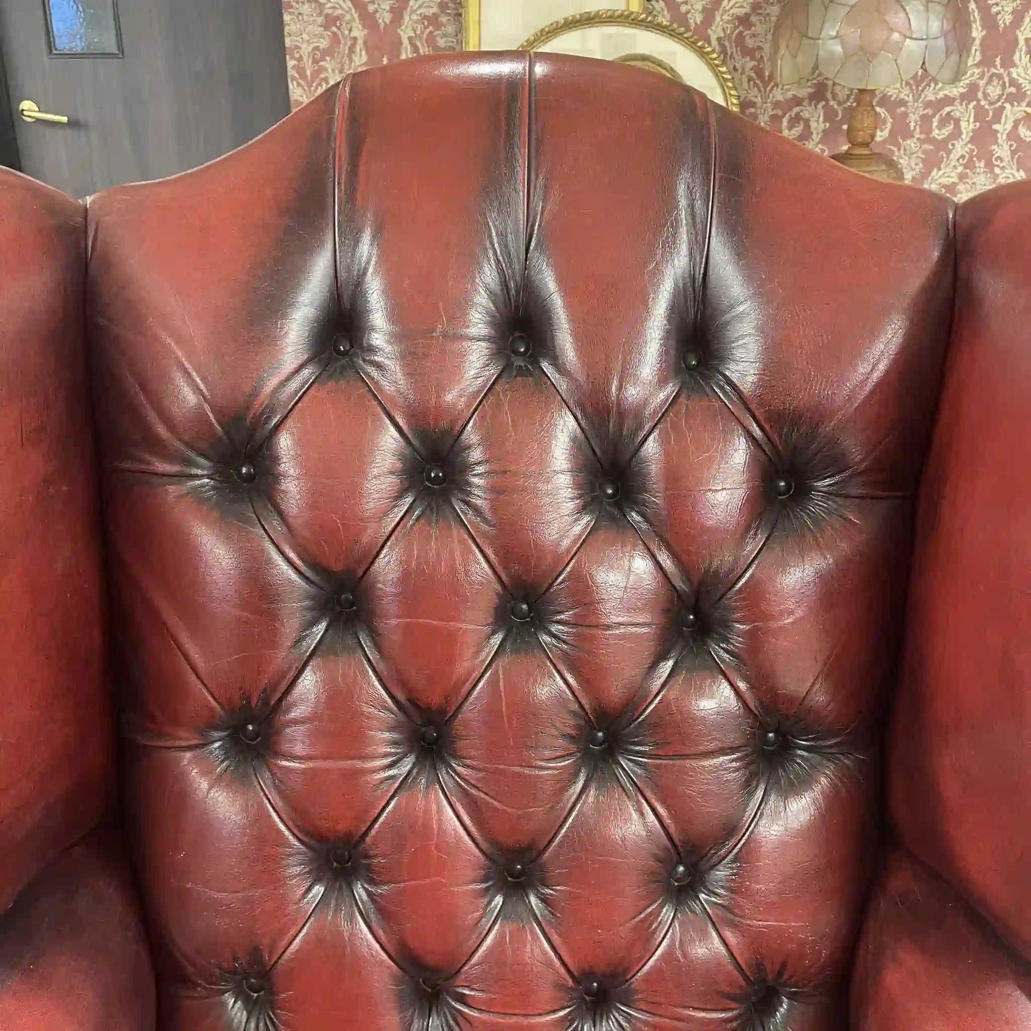 【アンティーク】 チェスターフィールドチェア / 1940年代 / 本革 / イギリス / ボタン締め,飾り鋲,総革張り