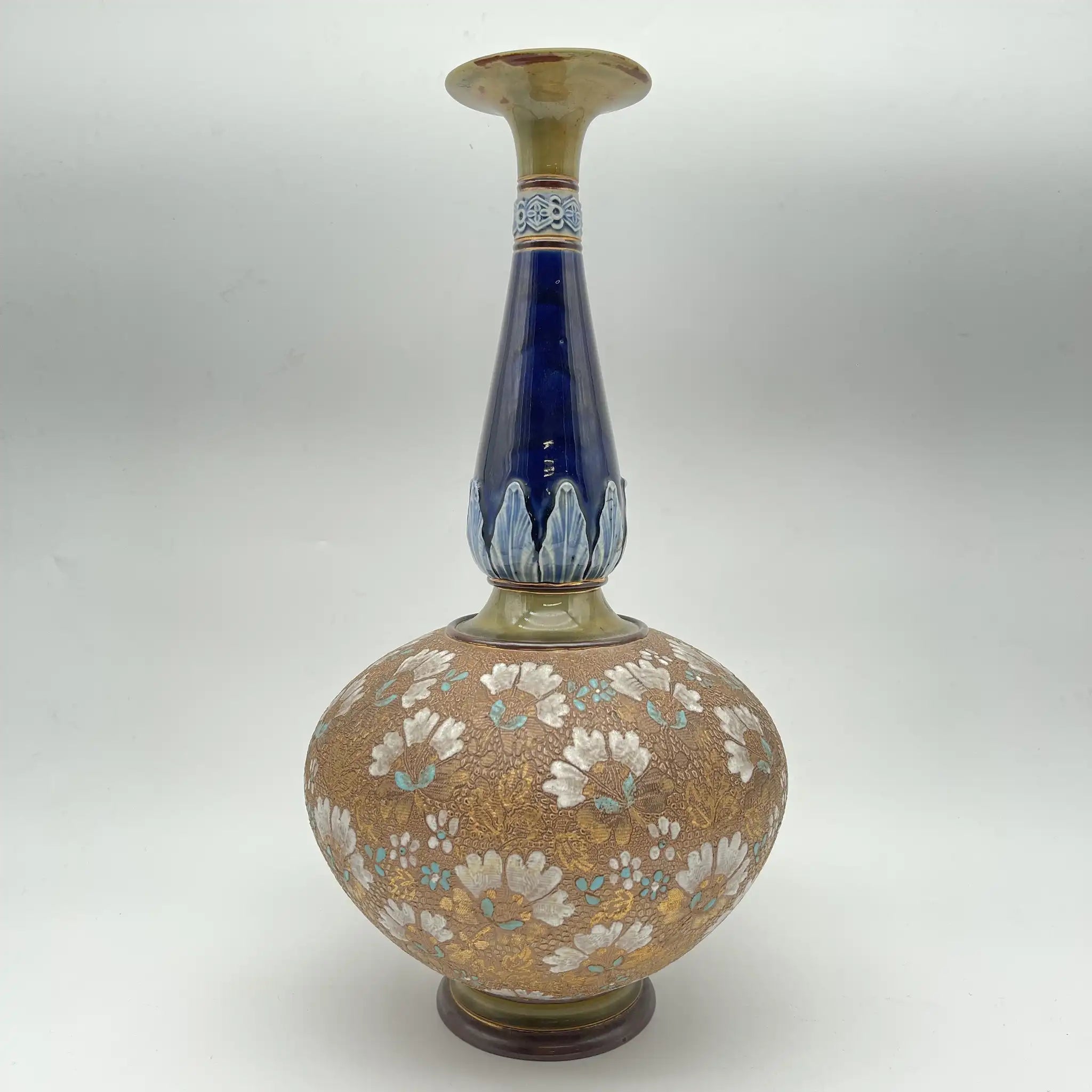 【ビンテージ】 花瓶 / ROYAL DOULTON（ロイヤル・ドルトン） / SLATER(スレーター), ランベス窯（Lambethware） / 1920年代〜1930年代頃 / イギリス / スレーターパテント技法,レース転写装飾,ハンドエナメル彩色