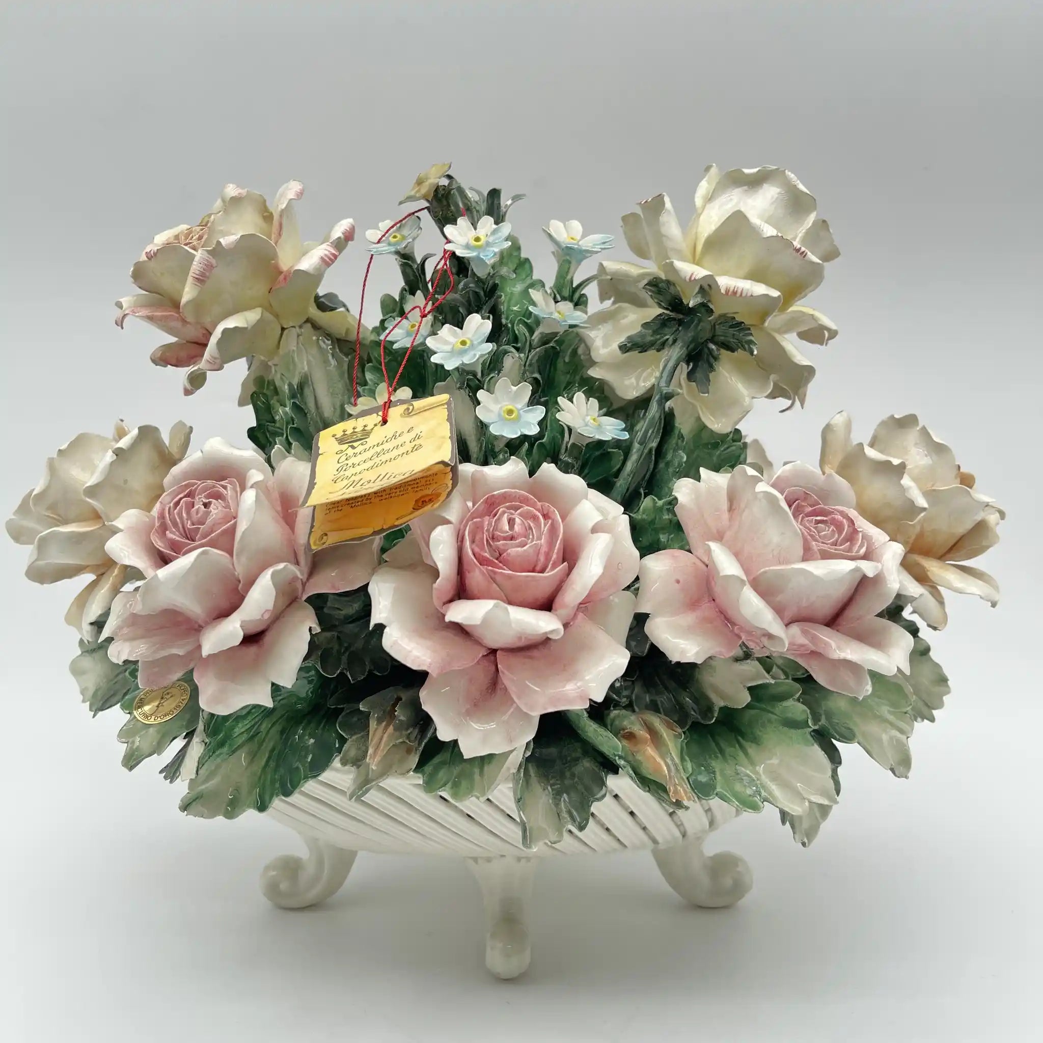 イタリア製 花瓶 バラ カポディモンテ 陶花 陶器 Capodimonte イタリア