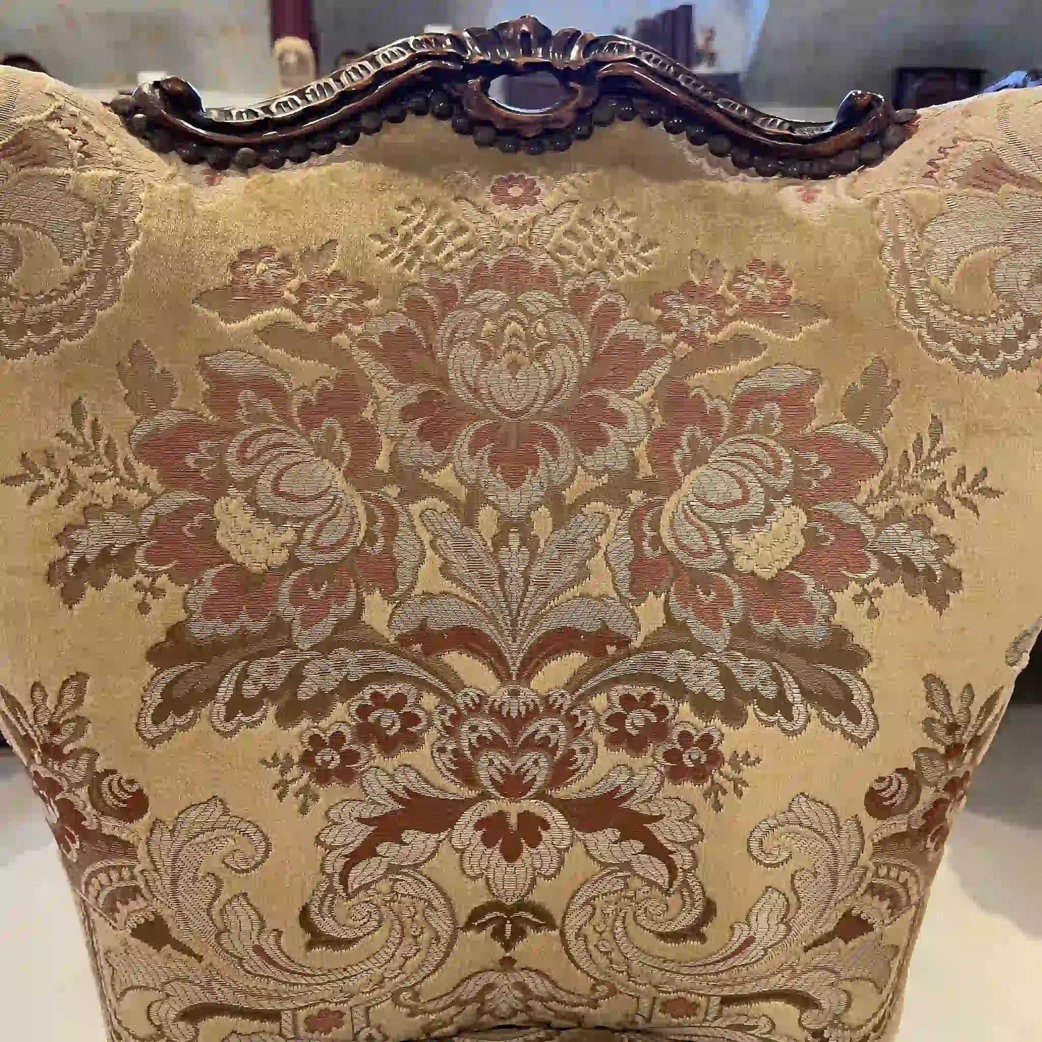 【リユース】 ソファセット / 天然木 / イタリア / アンティーク調,ロココ様式ハンドカービング,金華山織