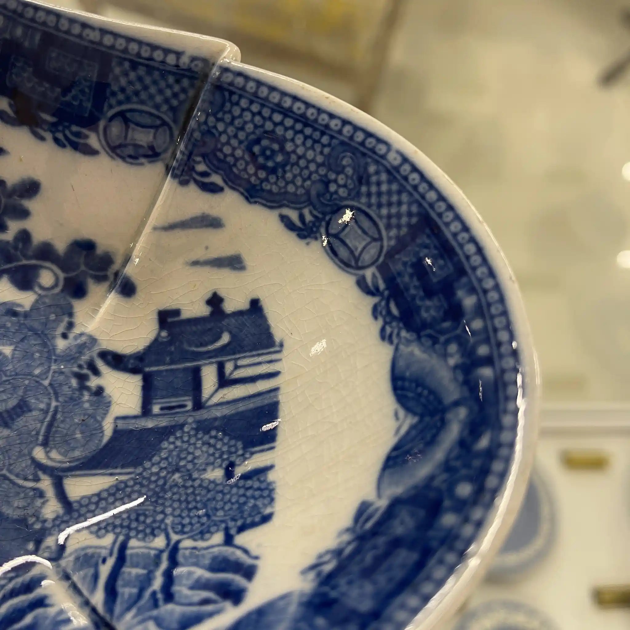 【アンティーク】 デボニア型プレート(皿) / SPODE(スポード) / 1800年頃 / 陶器 / イギリス / チャイニーズ・ランドスケープ